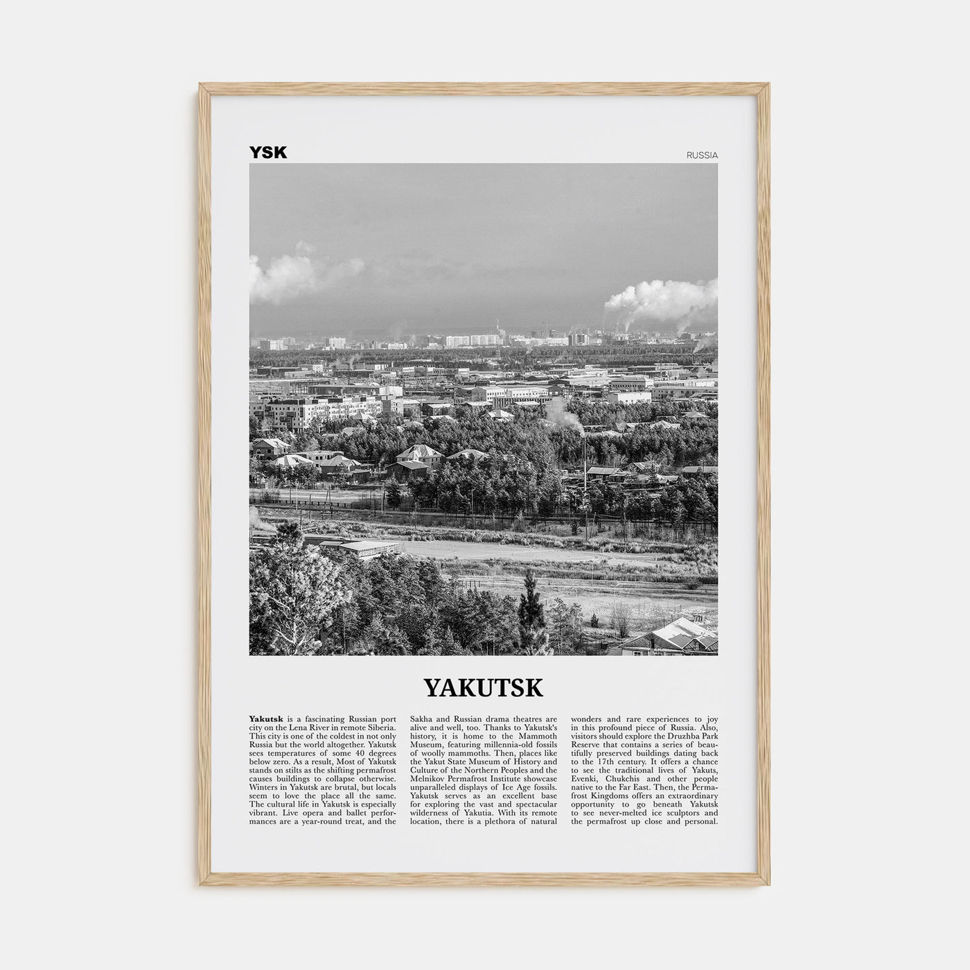 Yakutsk Travel B&W Poster