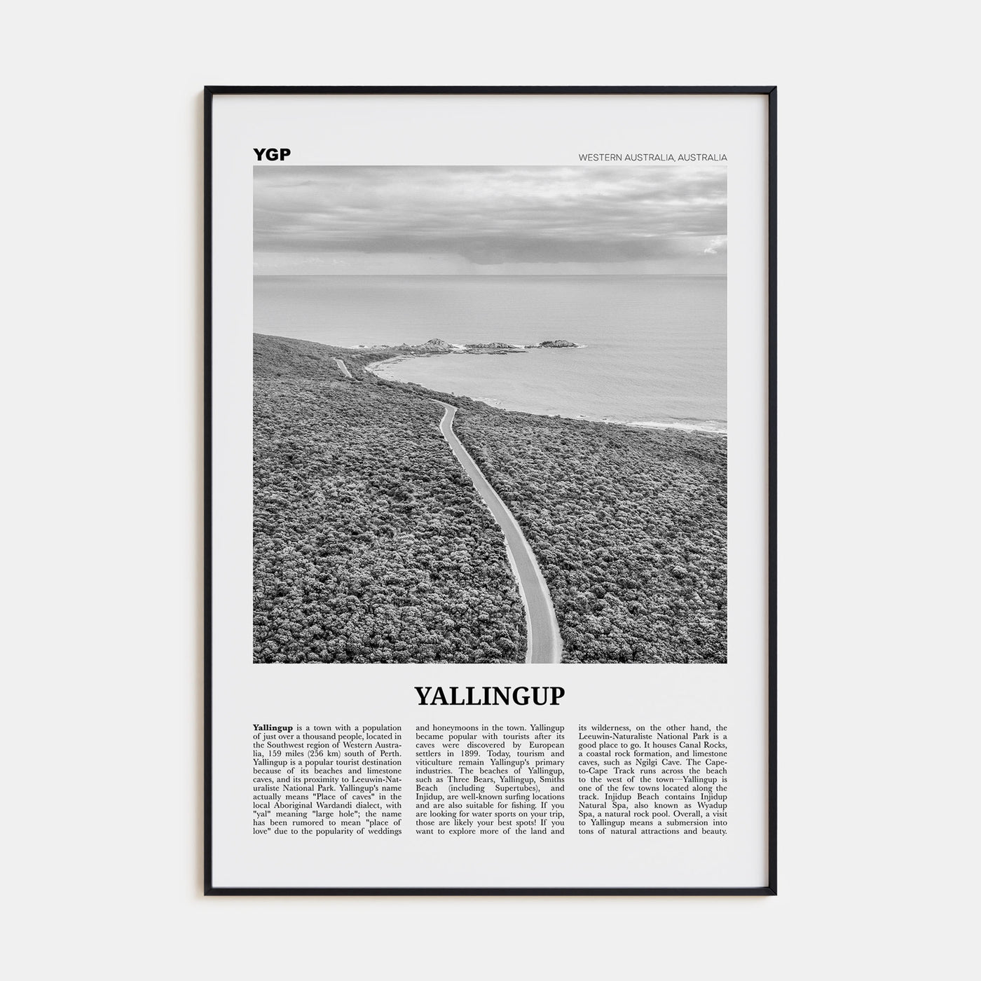 Yallingup Travel B&W Poster