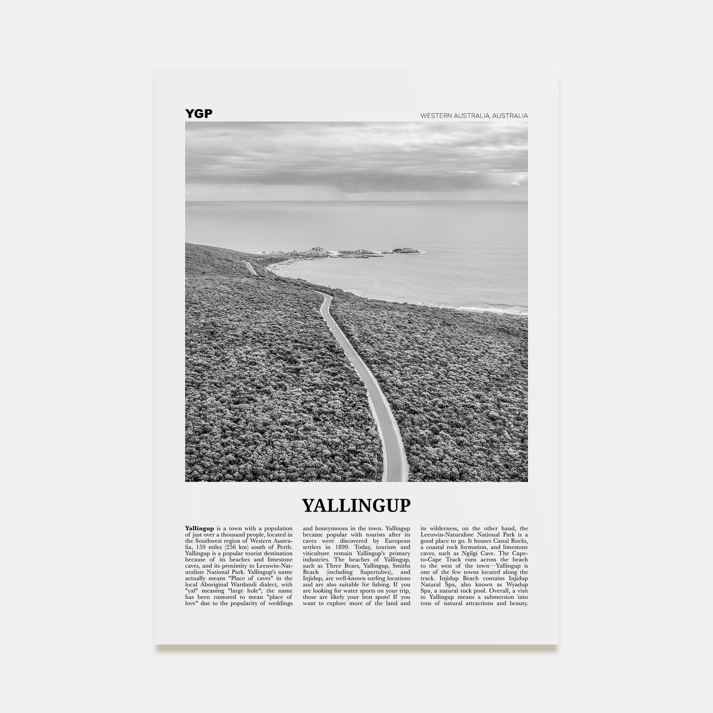 Yallingup Travel B&W Poster