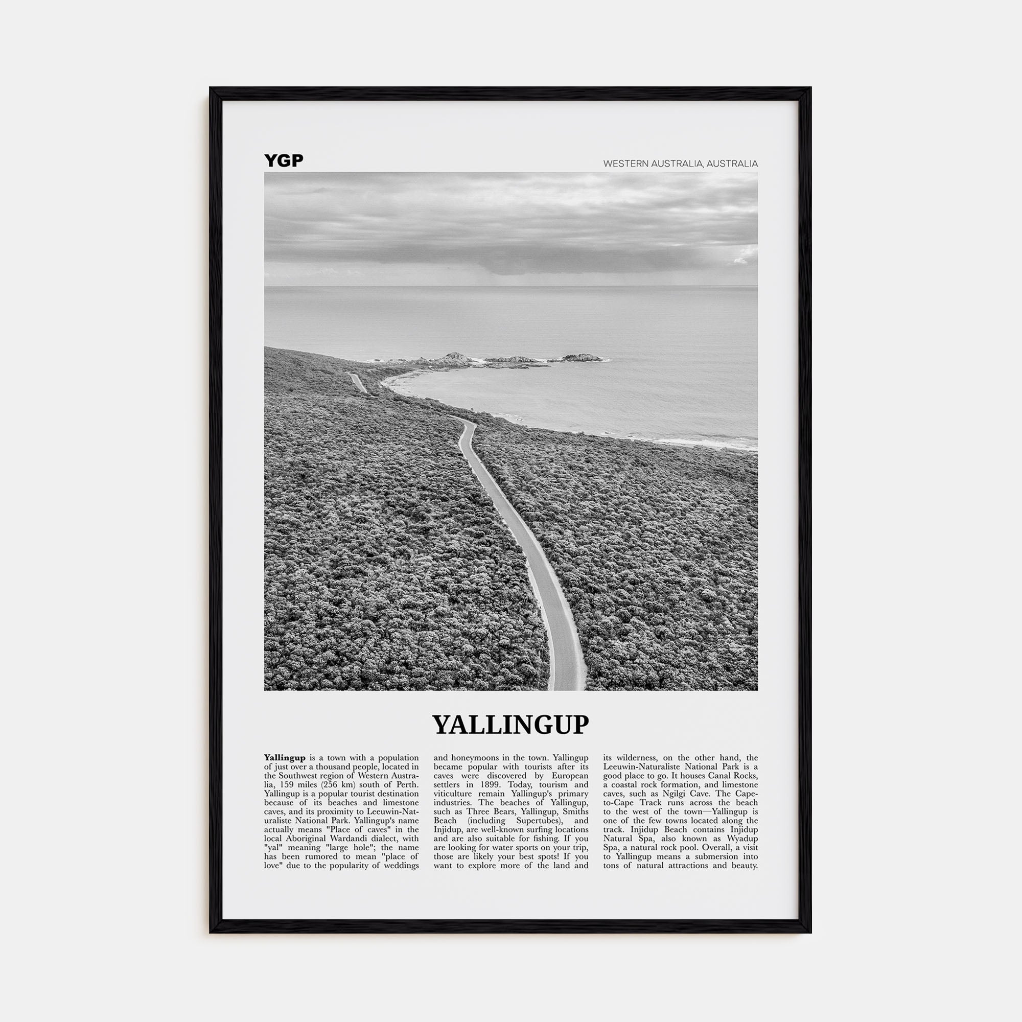 Yallingup Travel B&W Poster