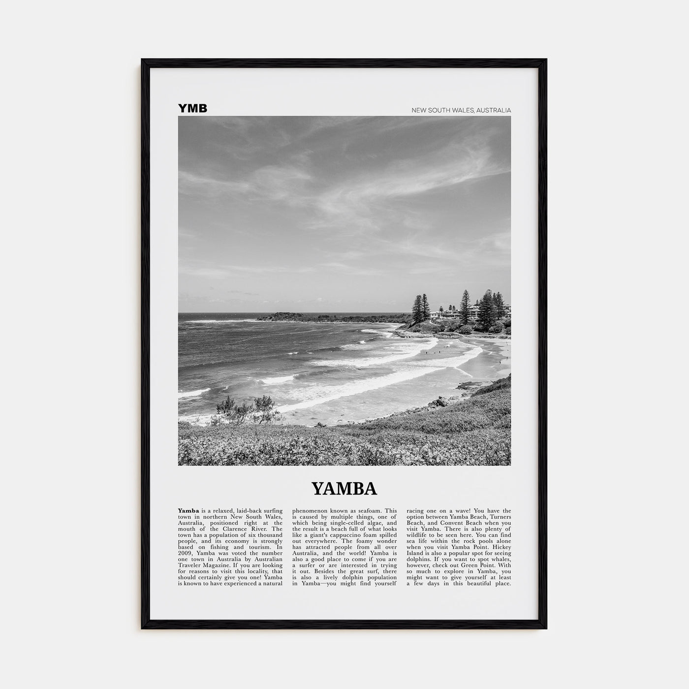 Yamba Travel B&W Poster