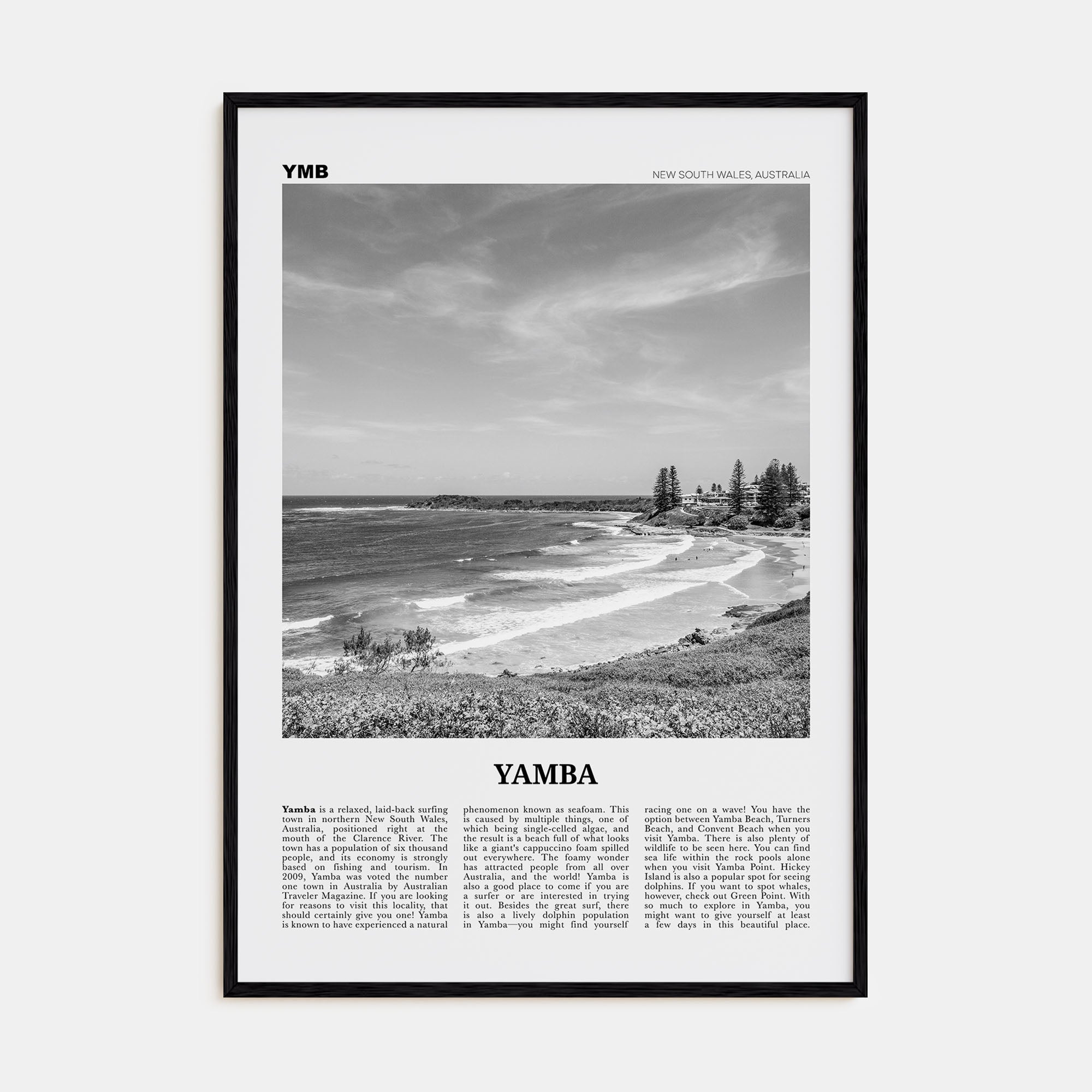 Yamba Travel B&W Poster