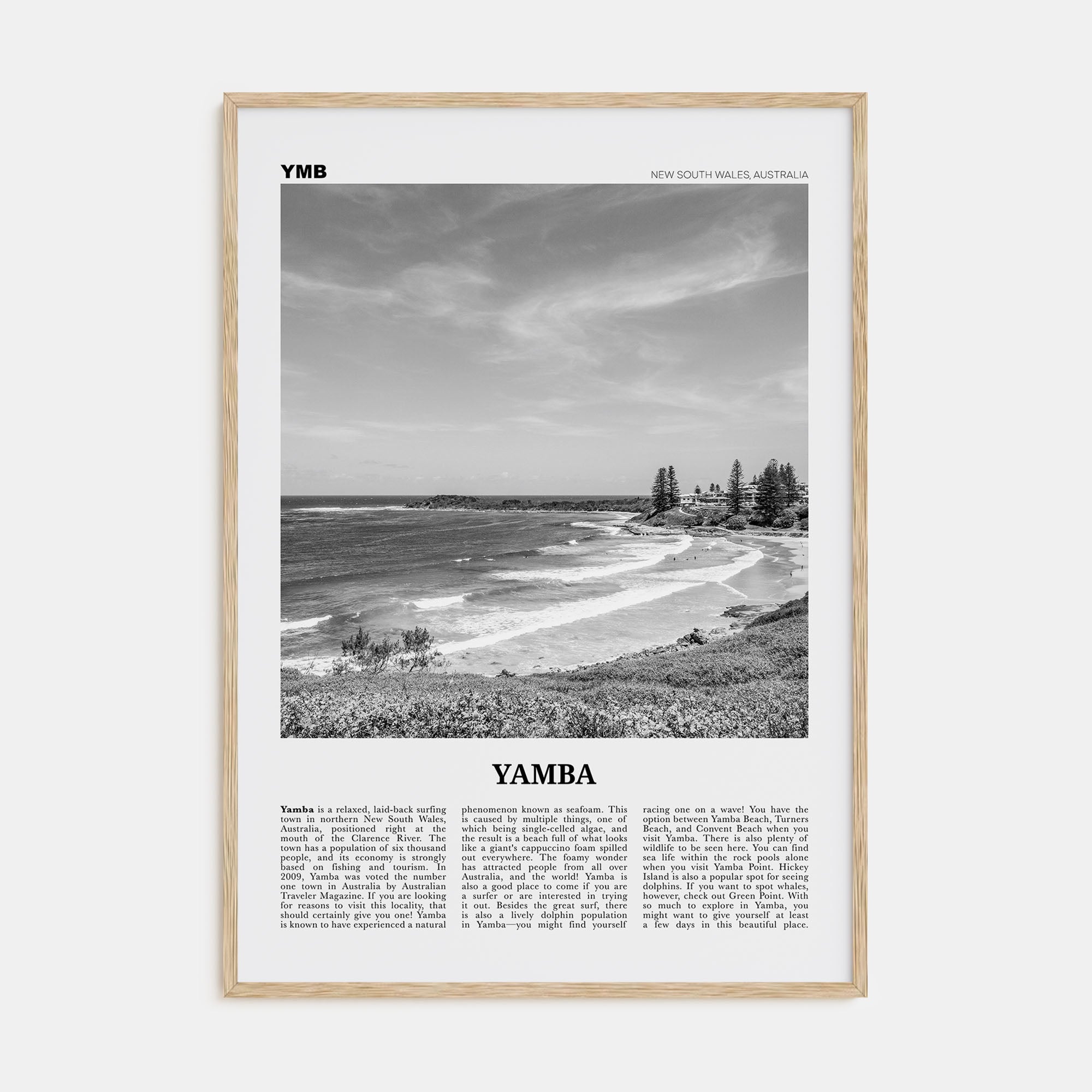 Yamba Travel B&W Poster