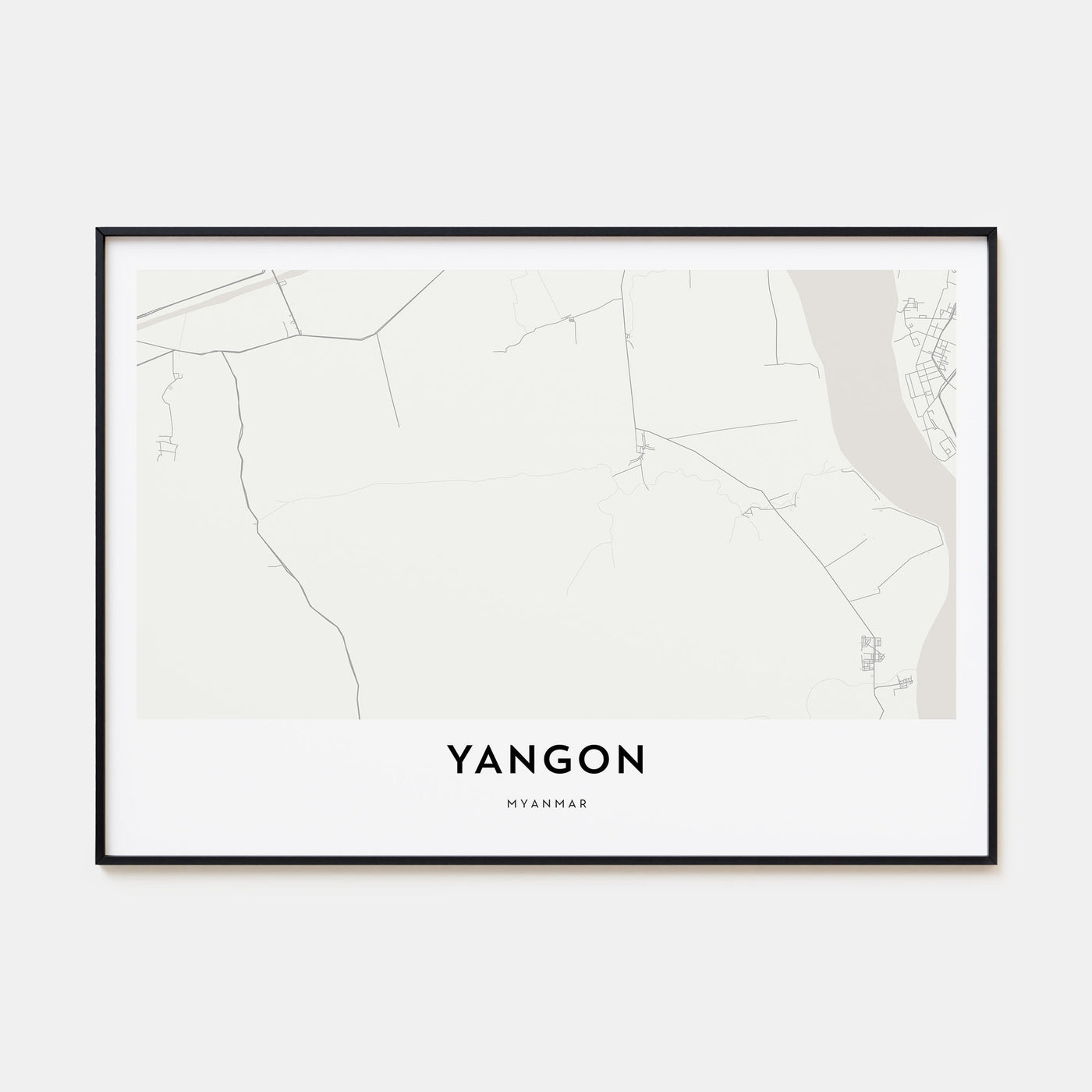 Yangon Map Landscape Poster