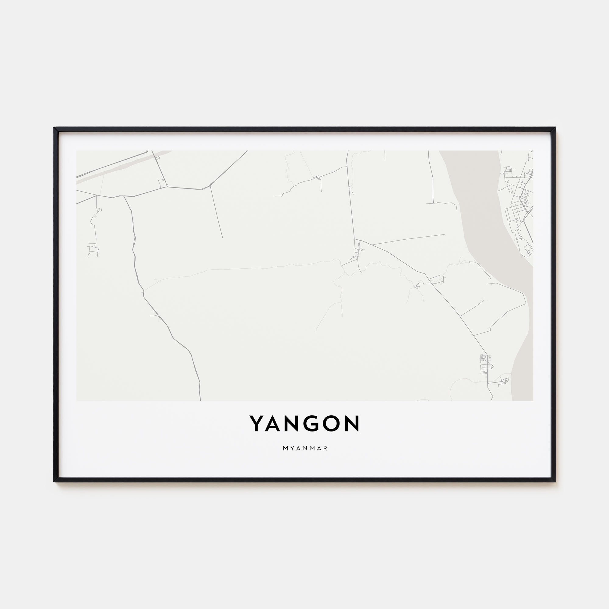 Yangon Map Landscape Poster
