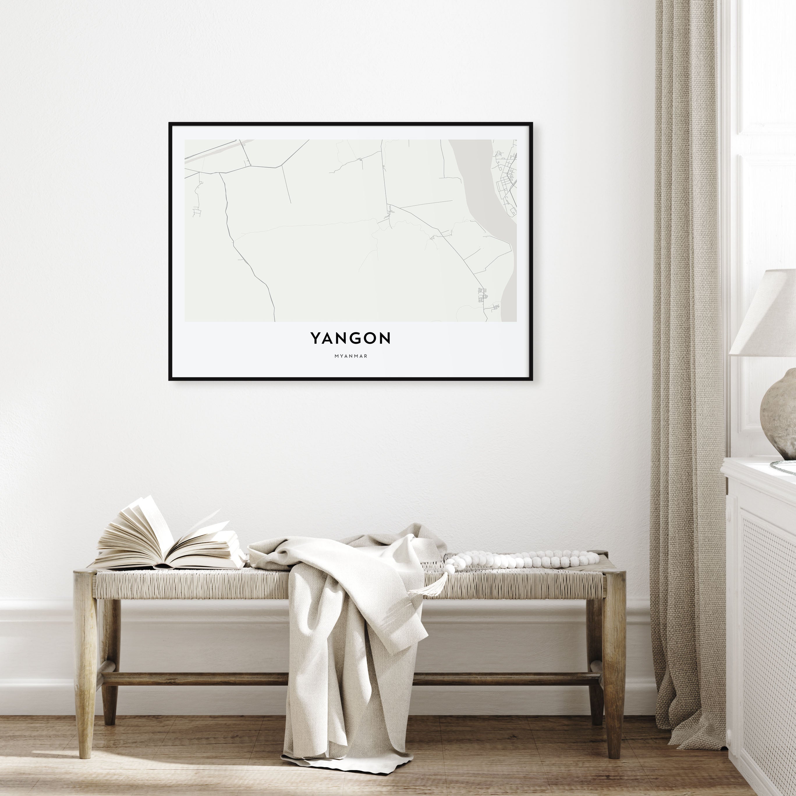 Yangon Map Landscape Poster