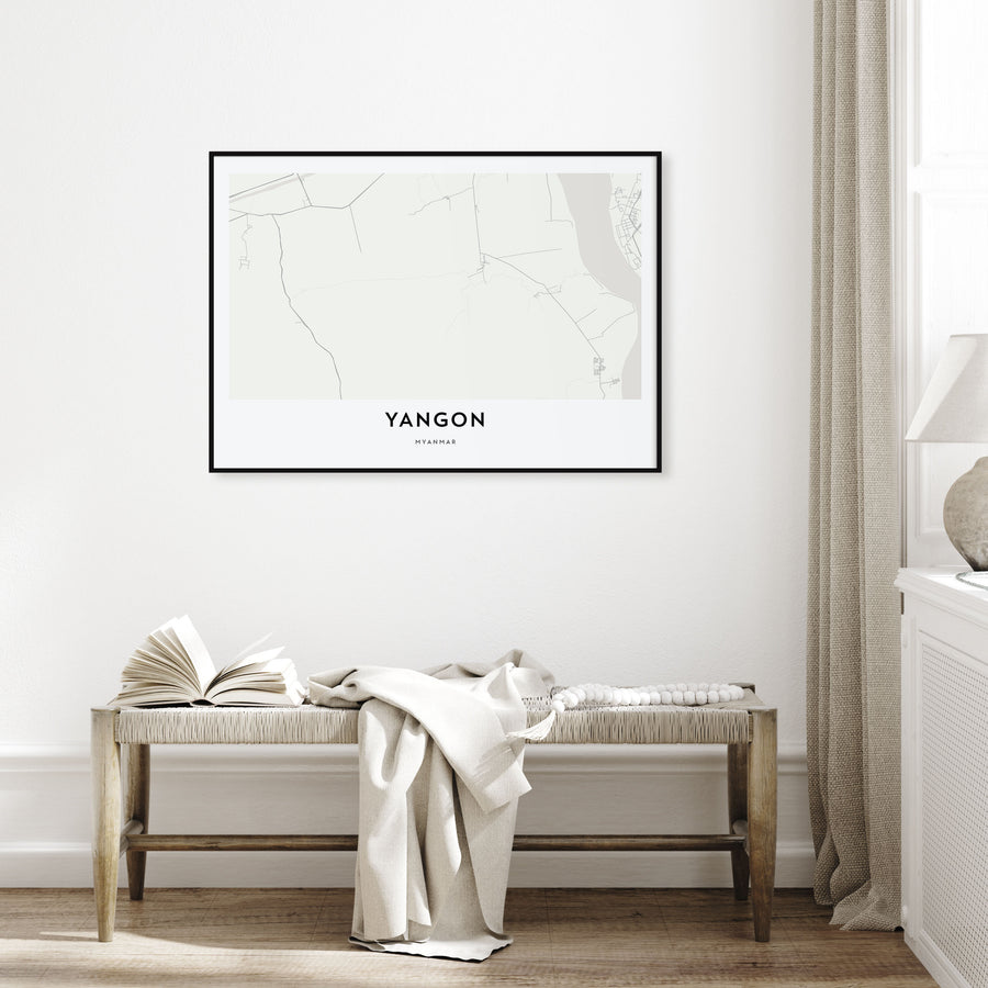 Yangon Map Landscape Poster