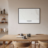 Yangon Map Landscape Poster