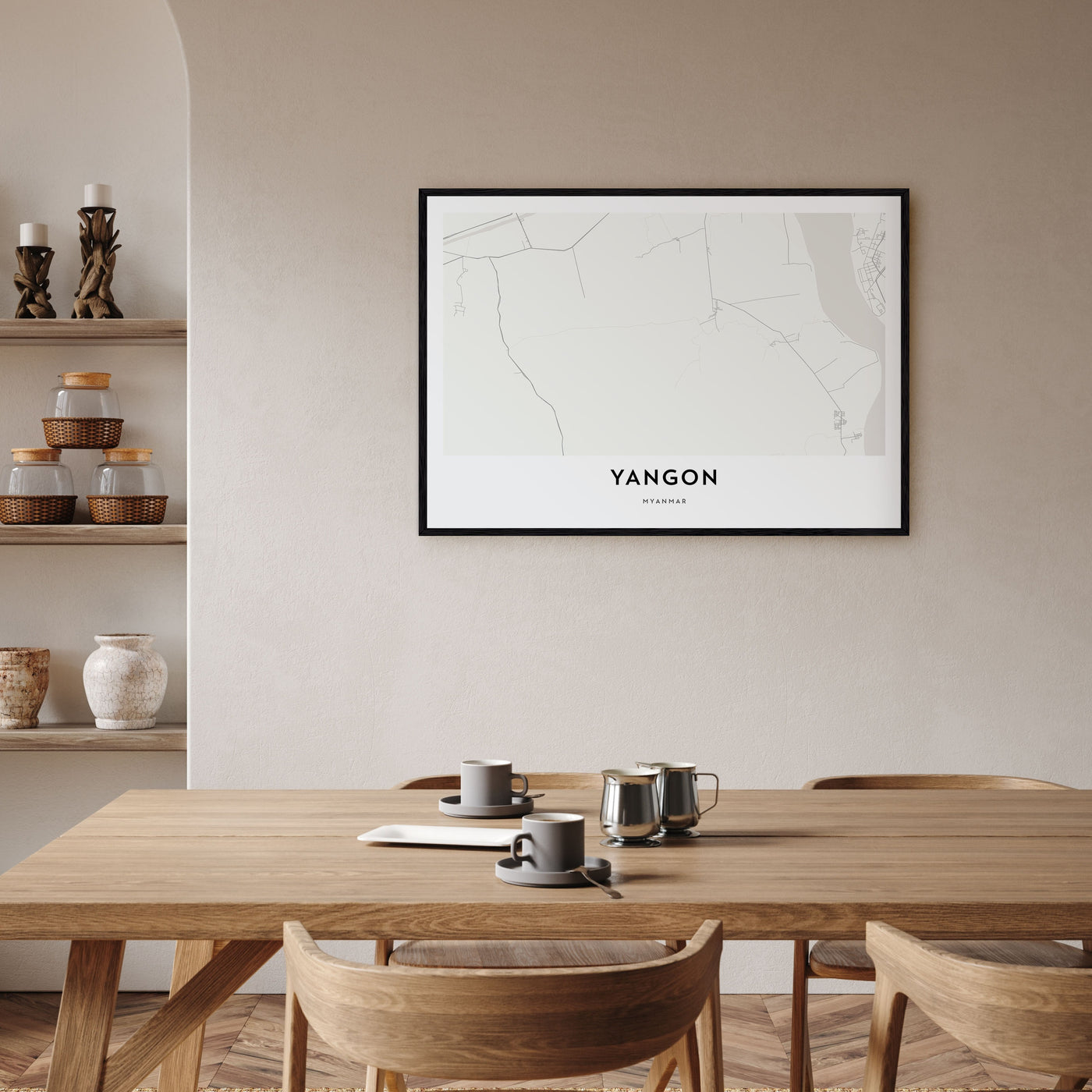 Yangon Map Landscape Poster