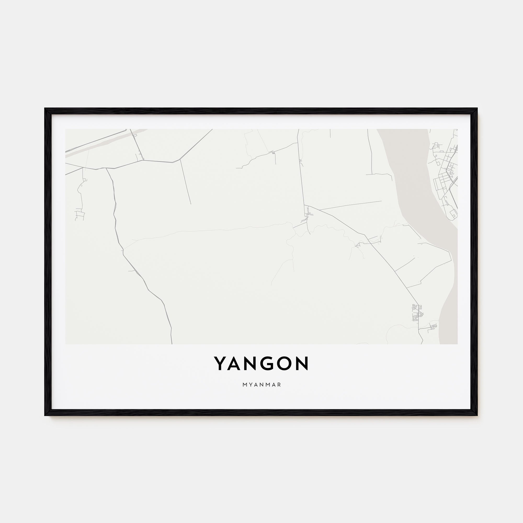 Yangon Map Landscape Poster