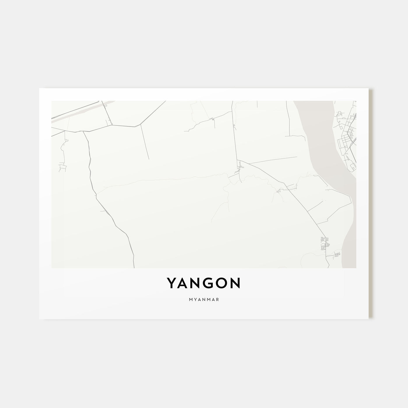 Yangon Map Landscape Poster