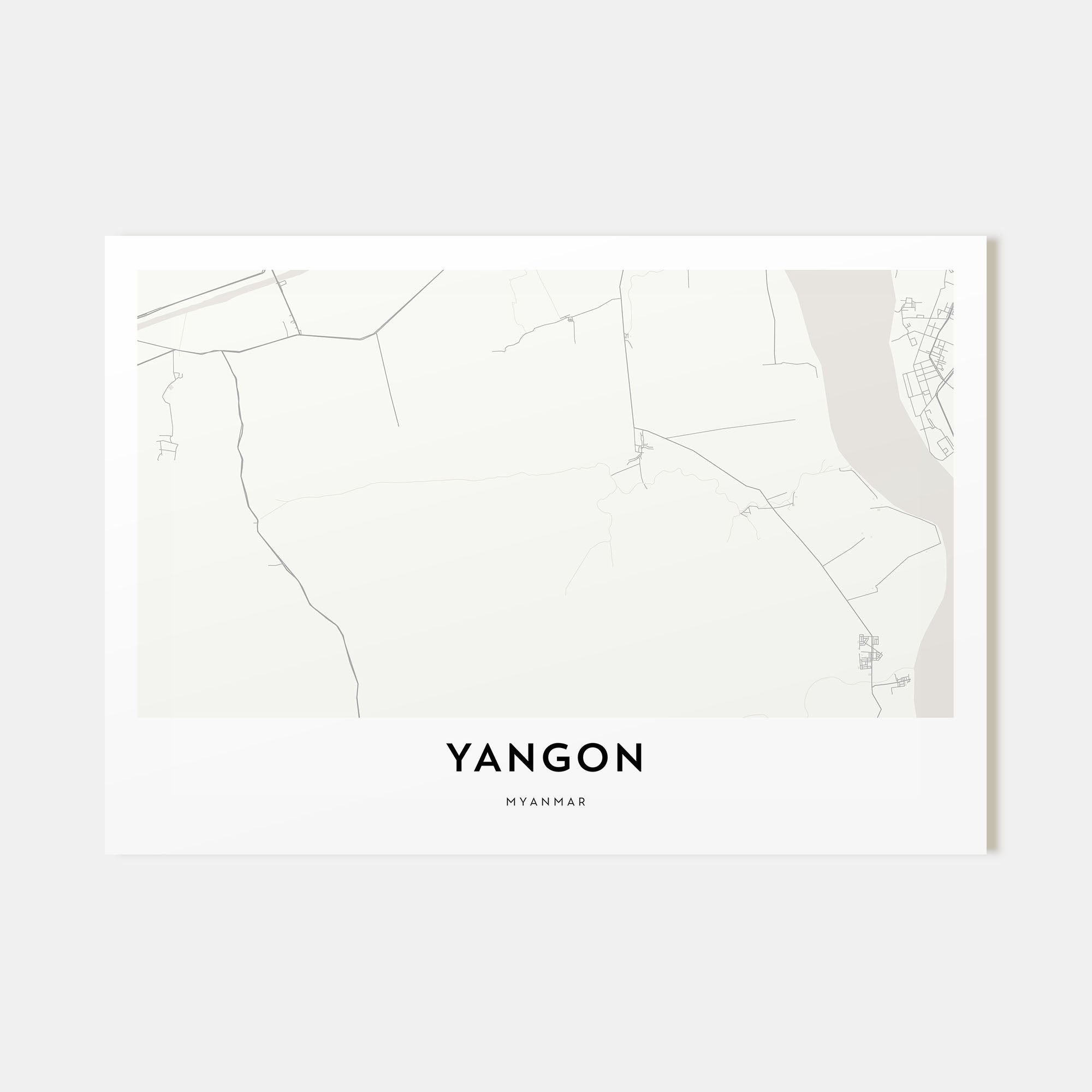 Yangon Map Landscape Poster