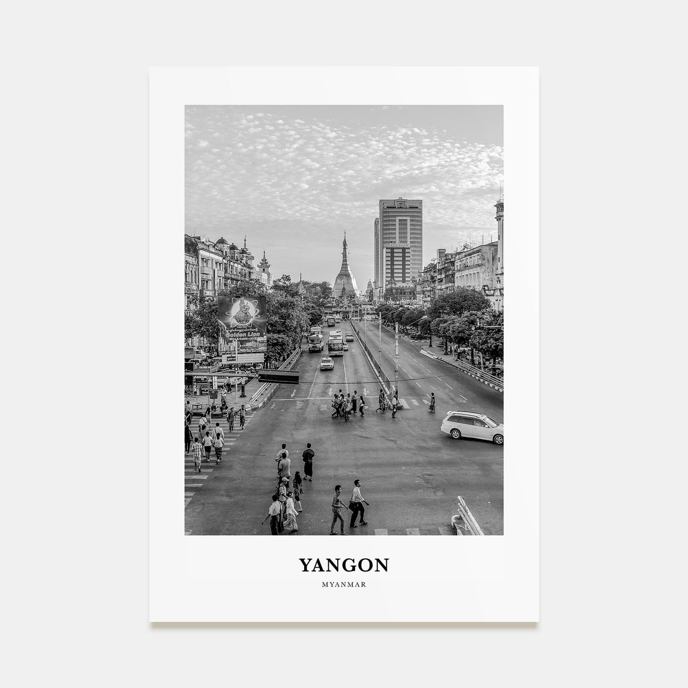 Yangon Portrait B&W Poster