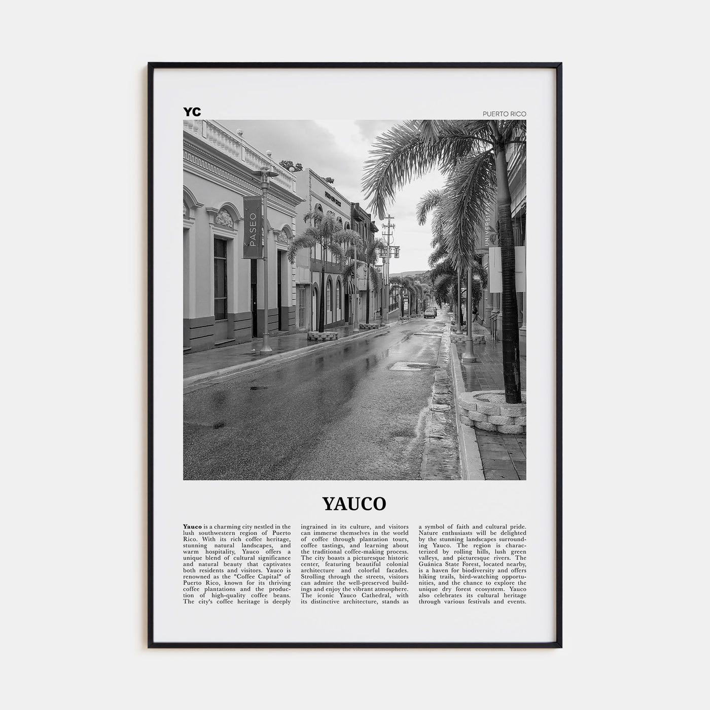Yauco Travel B&W Poster