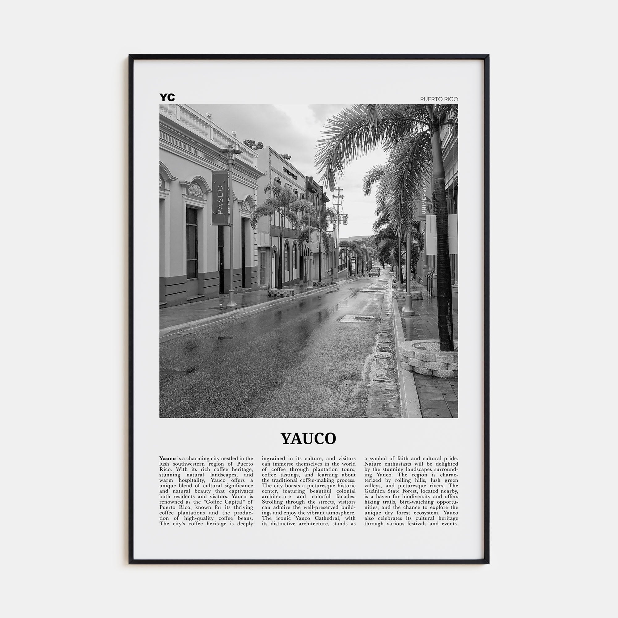 Yauco Travel B&W Poster