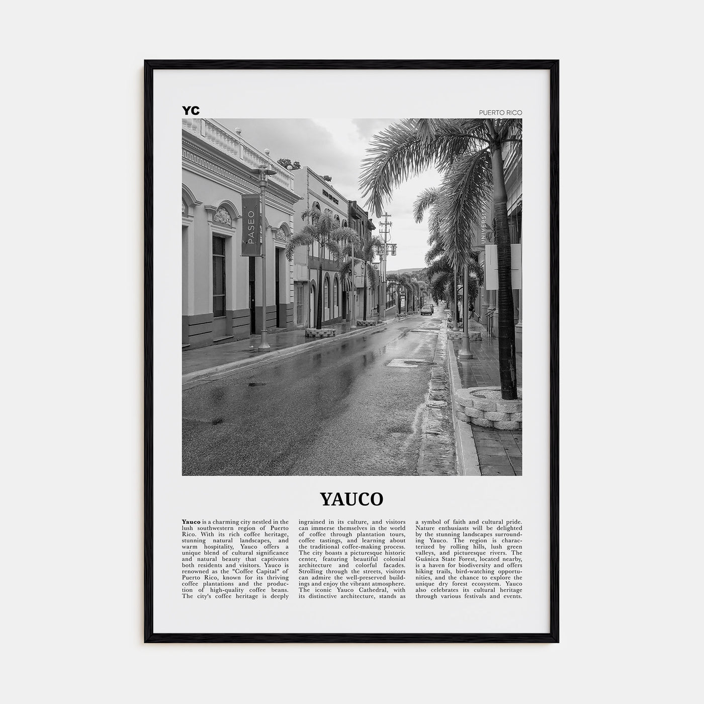 Yauco Travel B&W Poster
