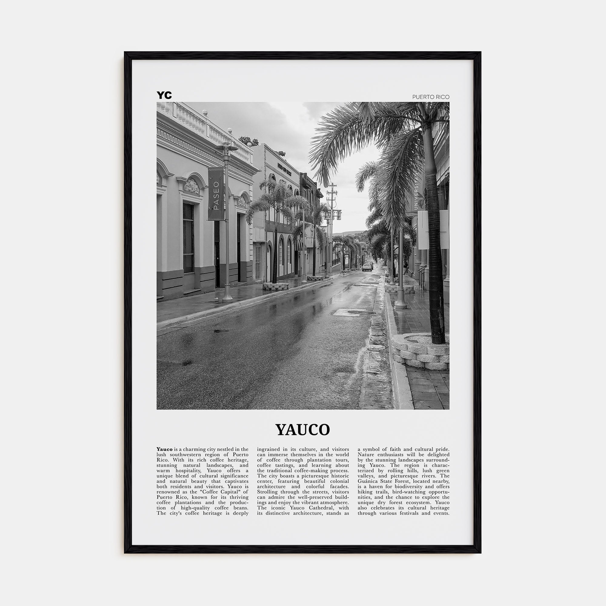Yauco Travel B&W Poster