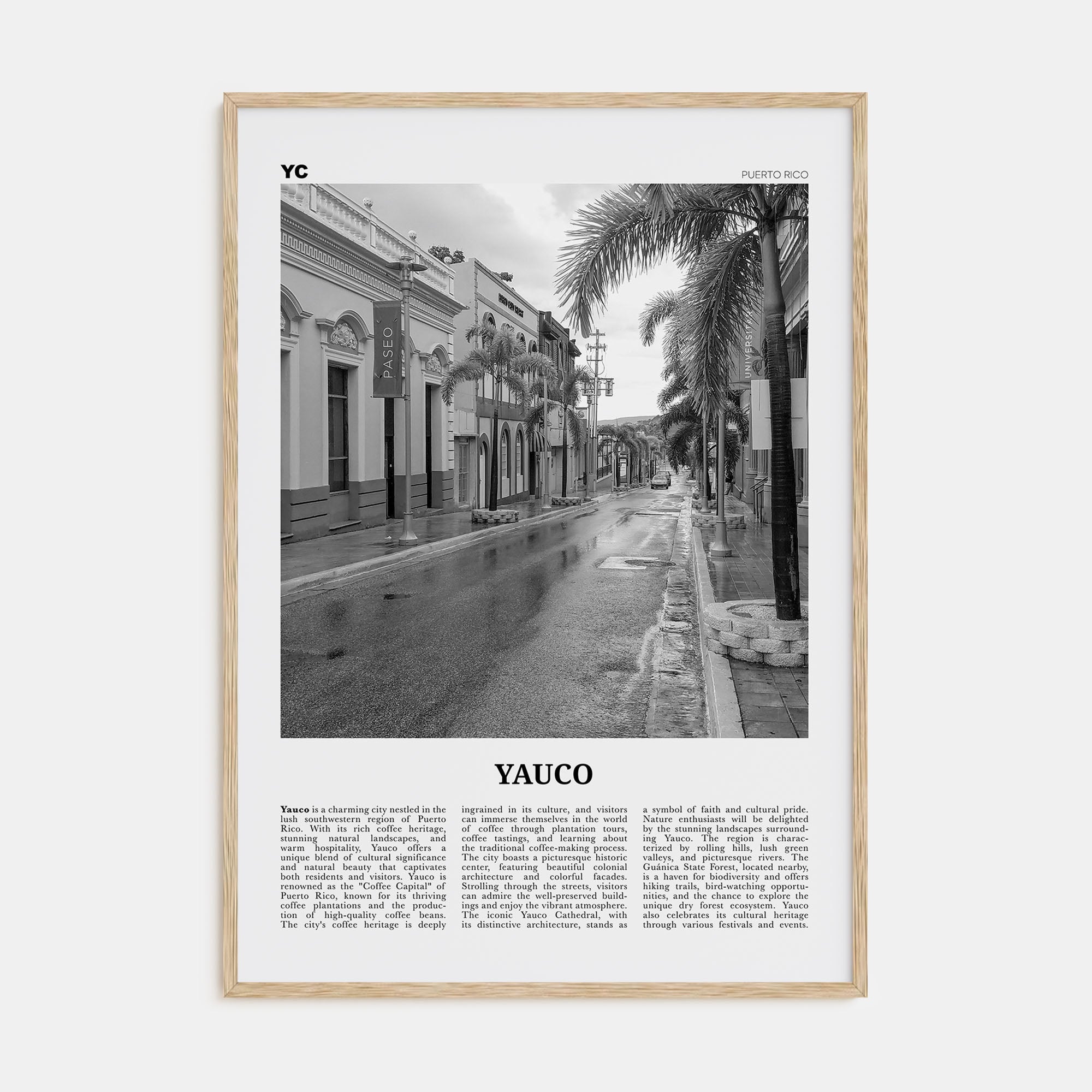 Yauco Travel B&W Poster