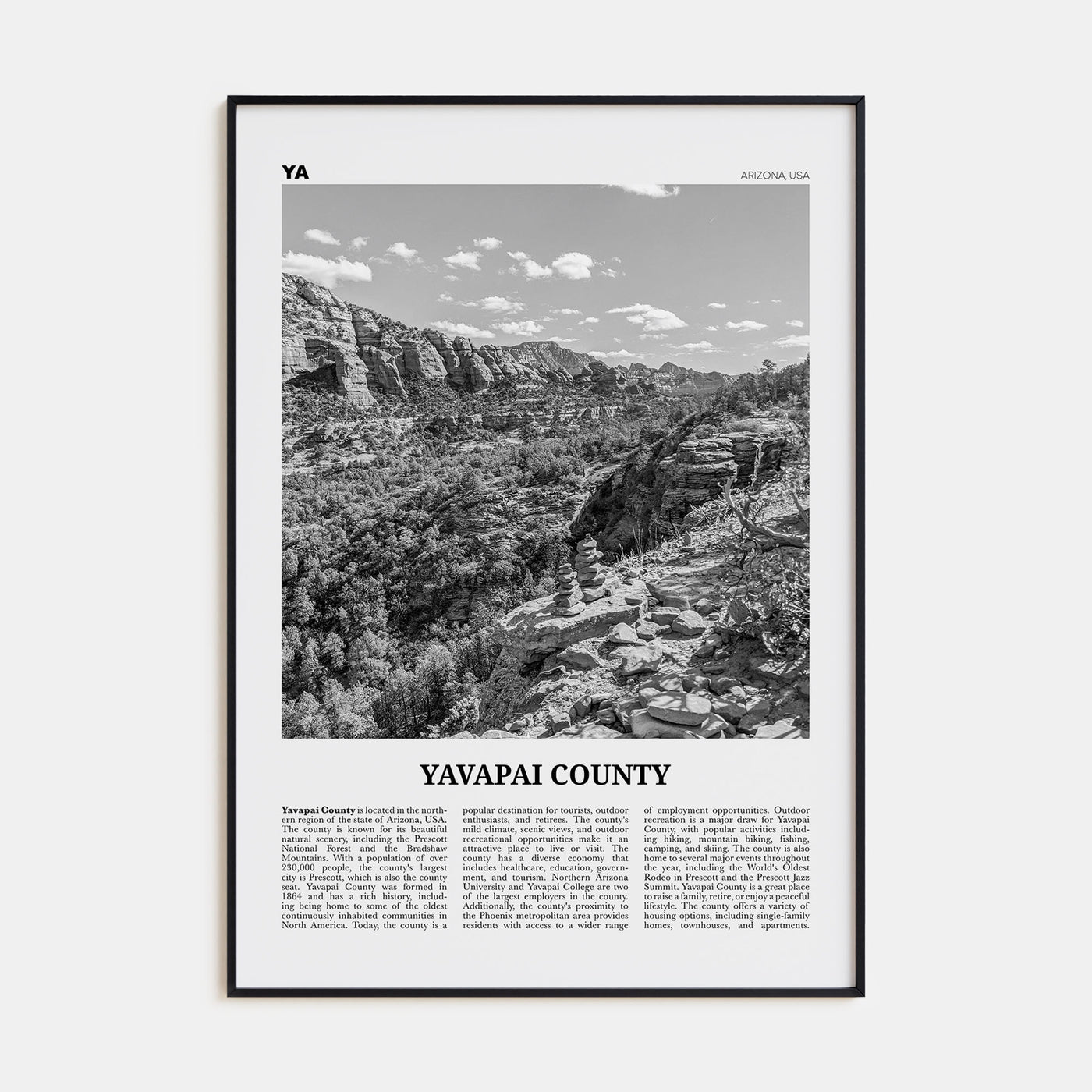 Yavapai County Travel B&W Poster