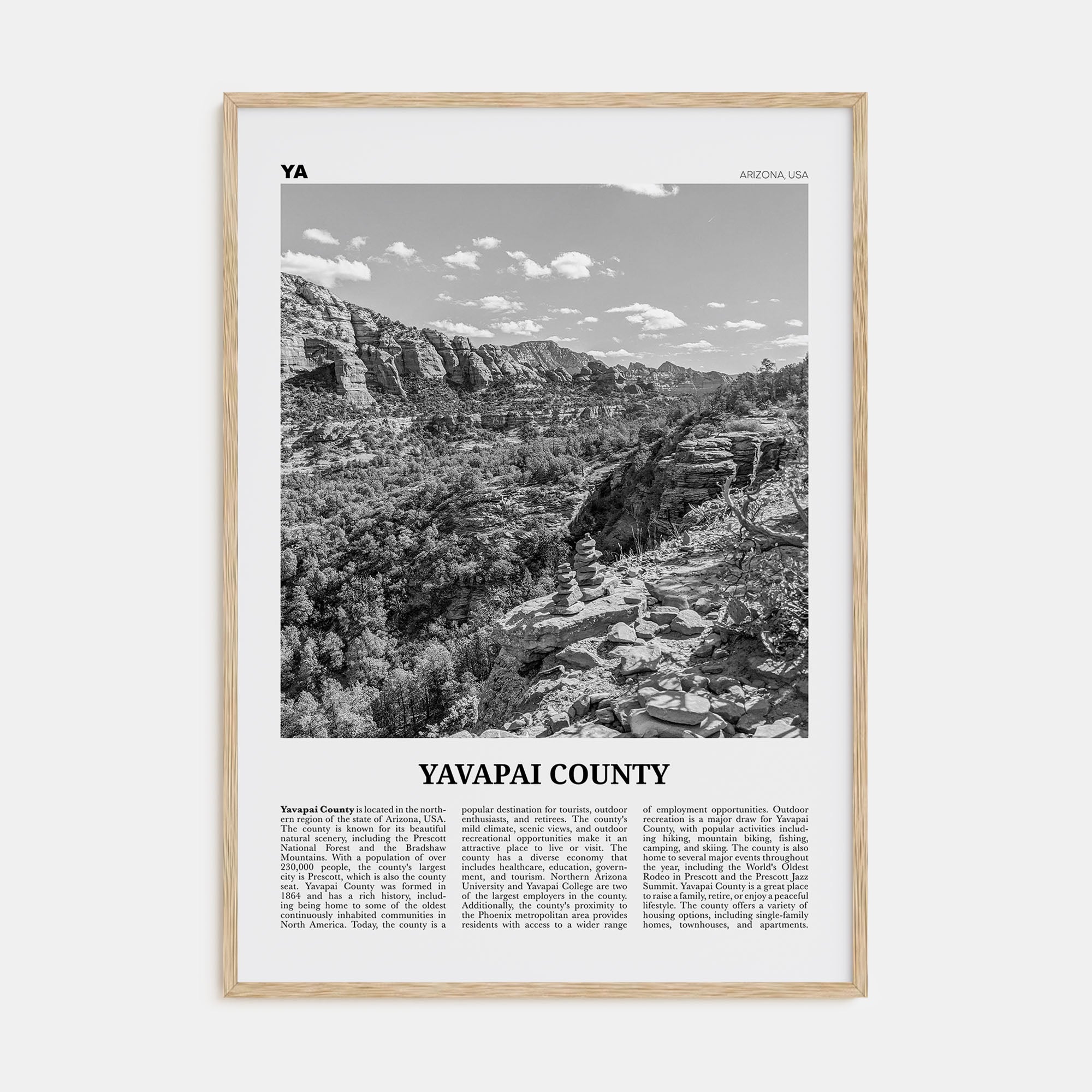 Yavapai County Travel B&W Poster