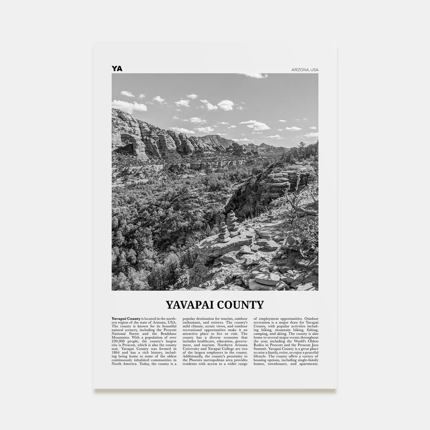 Yavapai County Travel B&W Poster