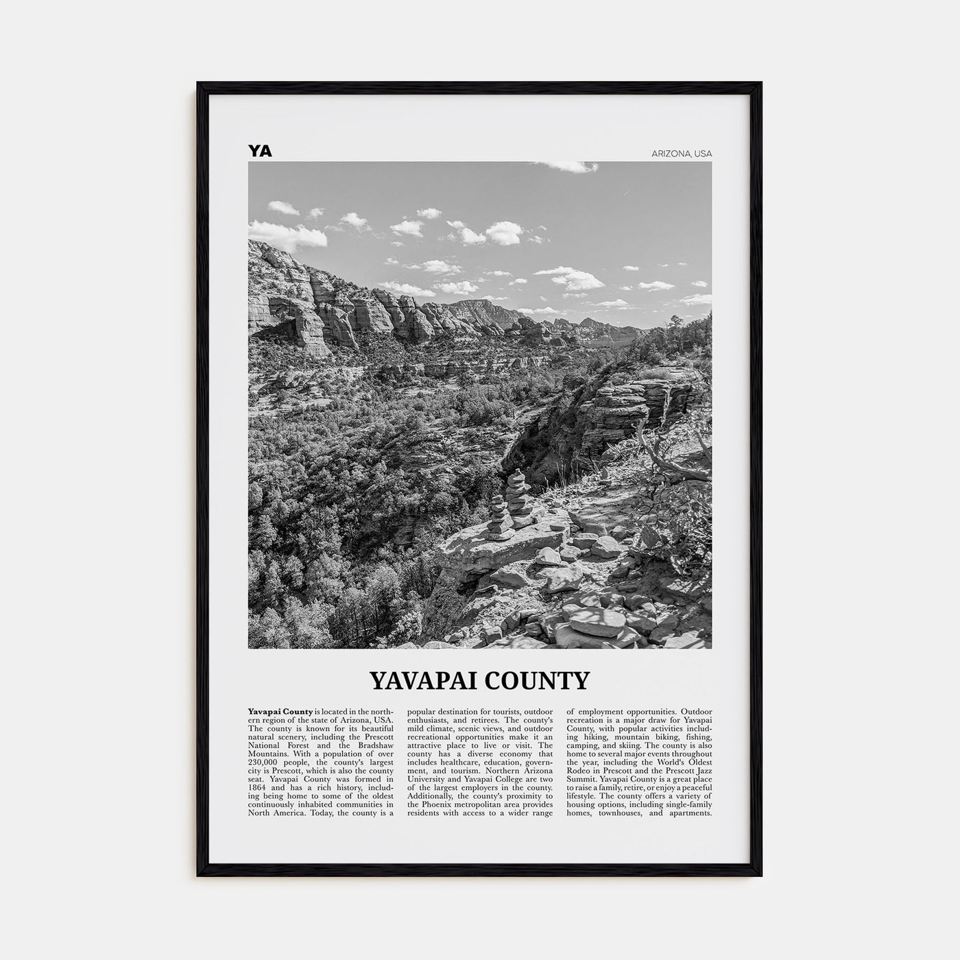 Yavapai County Travel B&W Poster