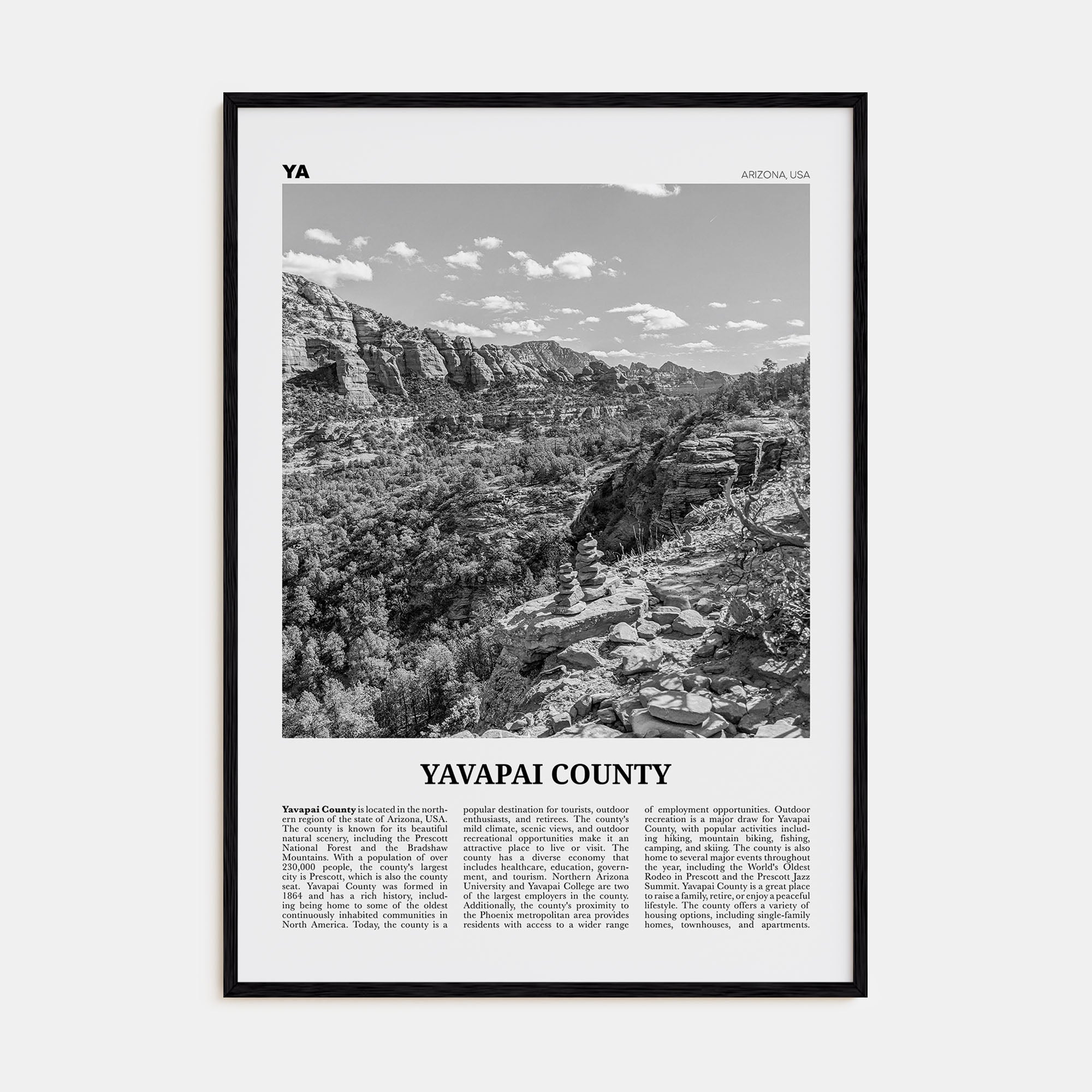 Yavapai County Travel B&W Poster
