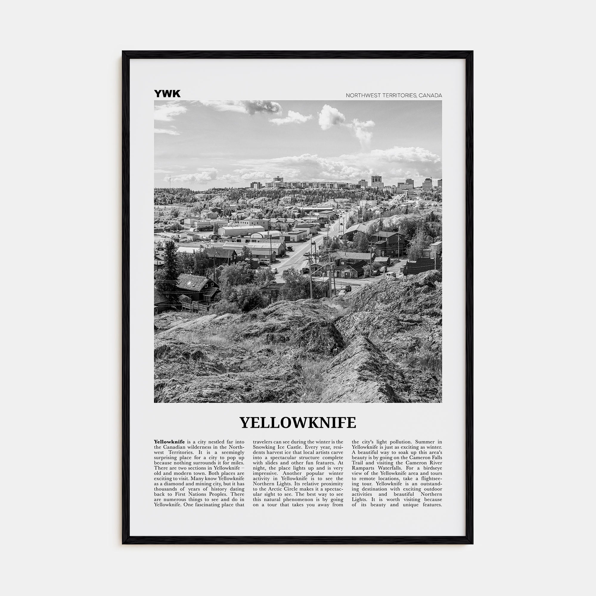 Yellowknife Travel B&W Poster