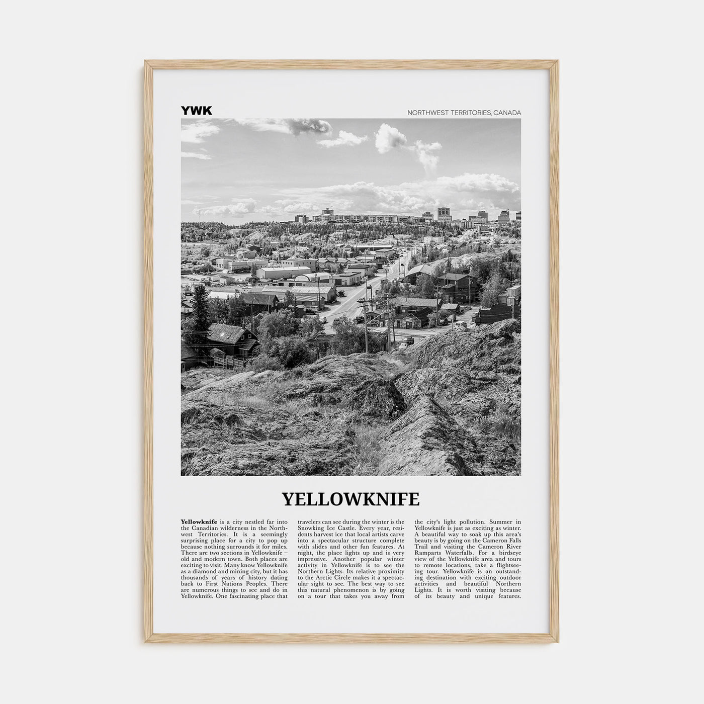 Yellowknife Travel B&W Poster
