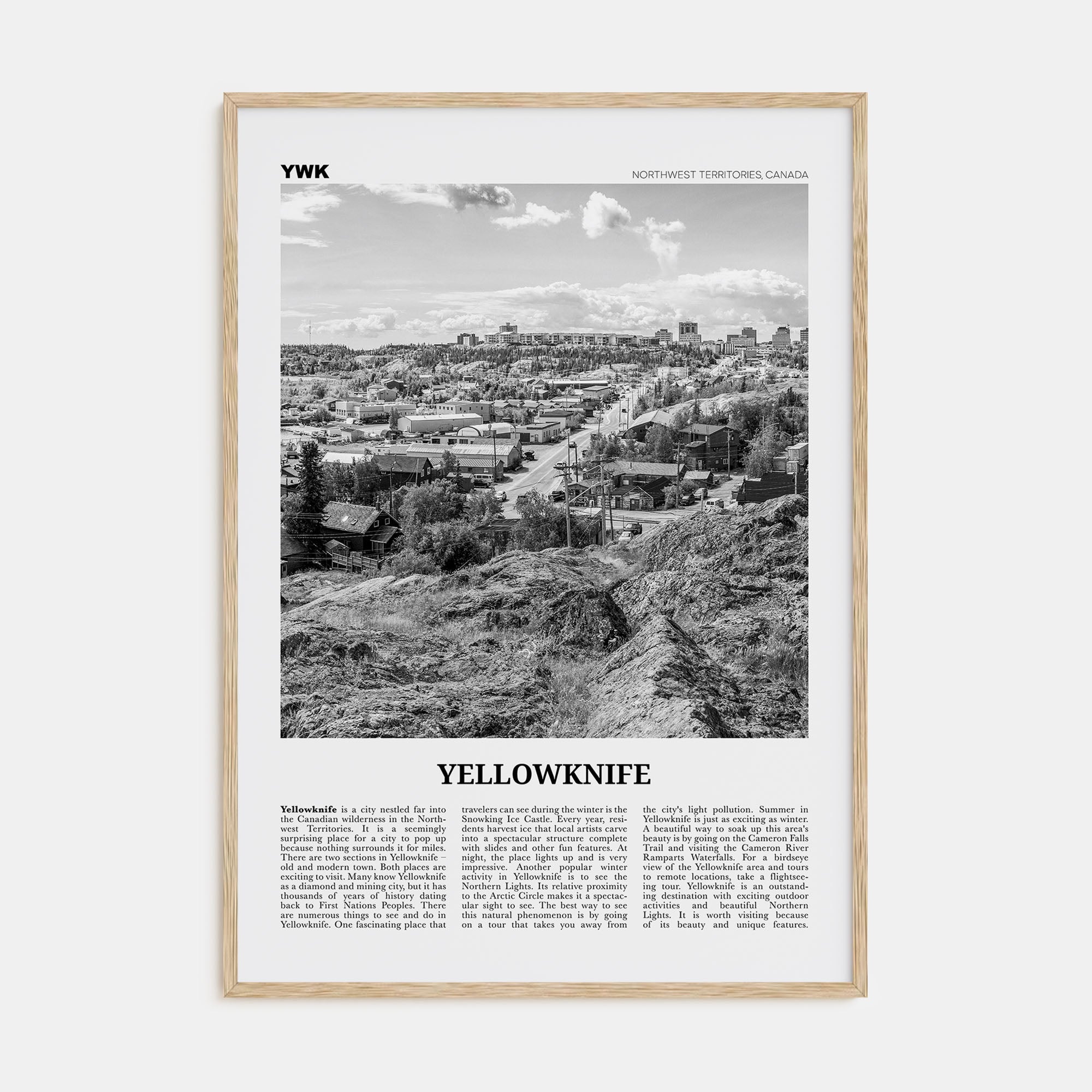 Yellowknife Travel B&W Poster