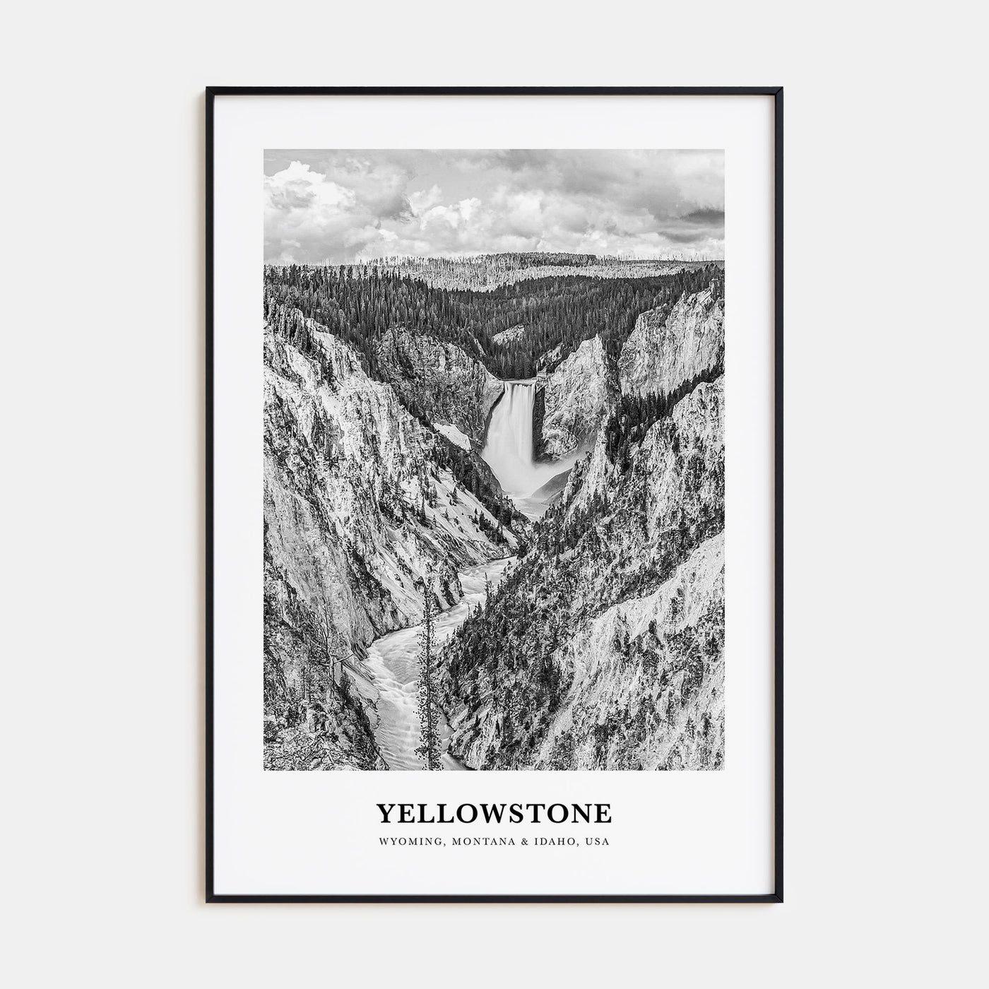 Yellowstone National Park Portrait B&W Poster