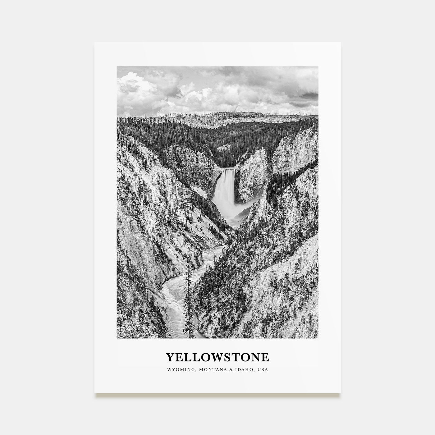 Yellowstone National Park Portrait B&W Poster