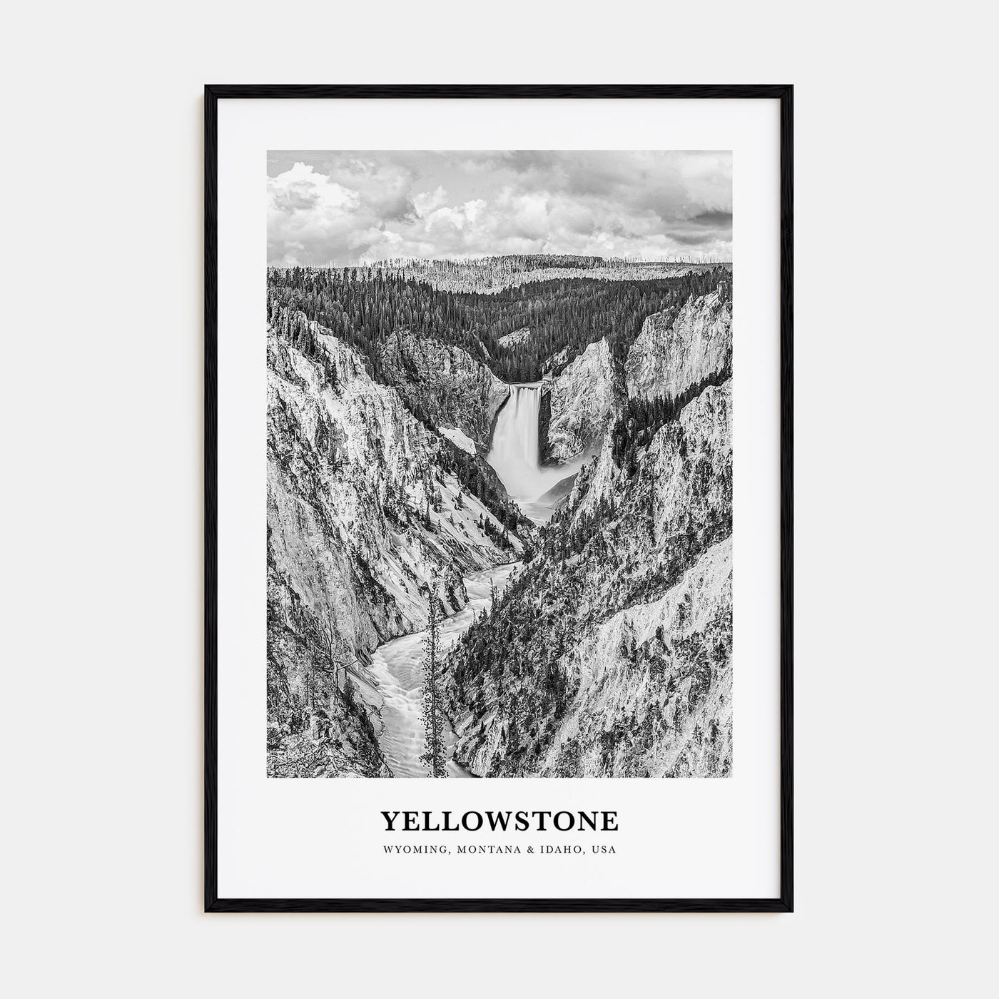 Yellowstone National Park Portrait B&W Poster