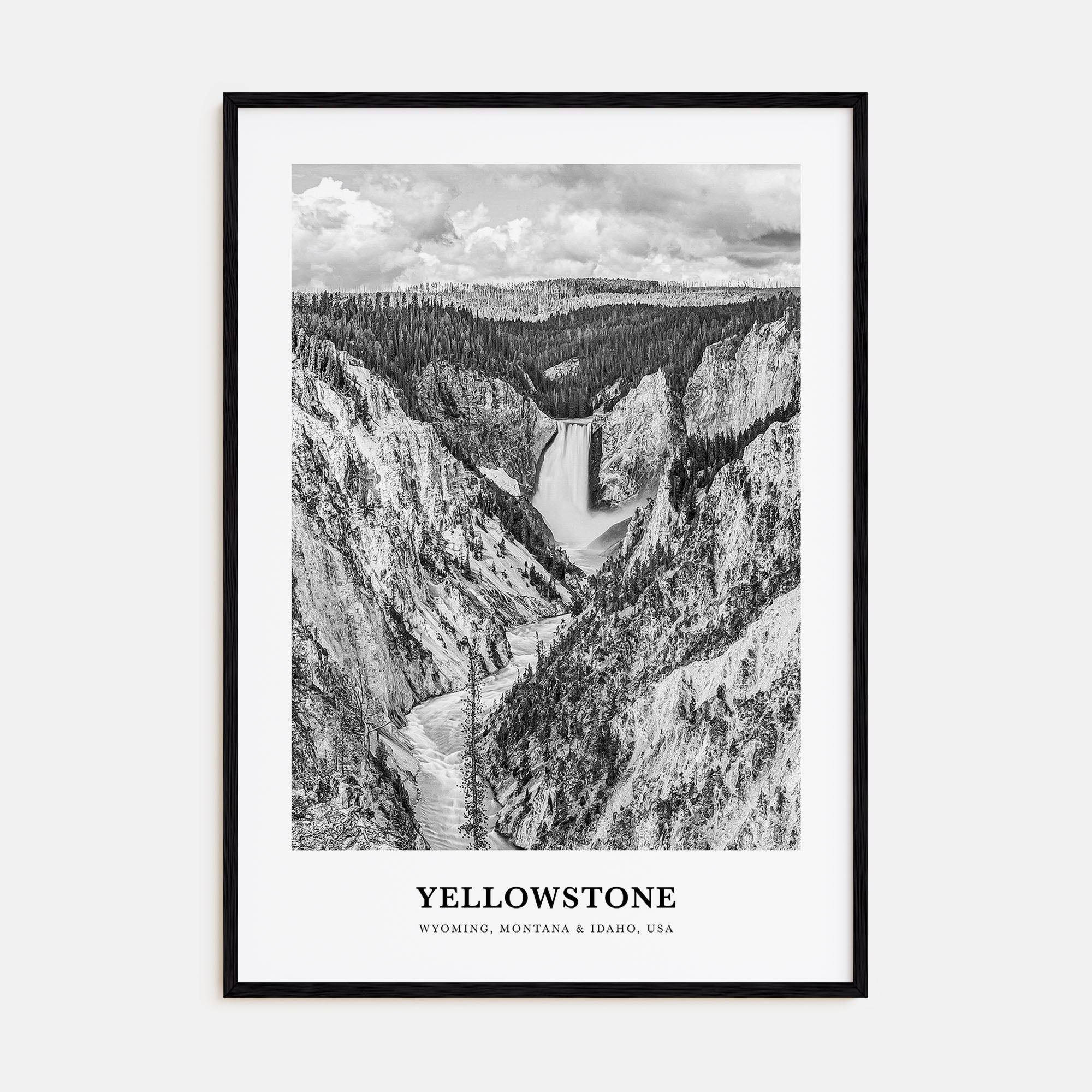 Yellowstone National Park Portrait B&W Poster