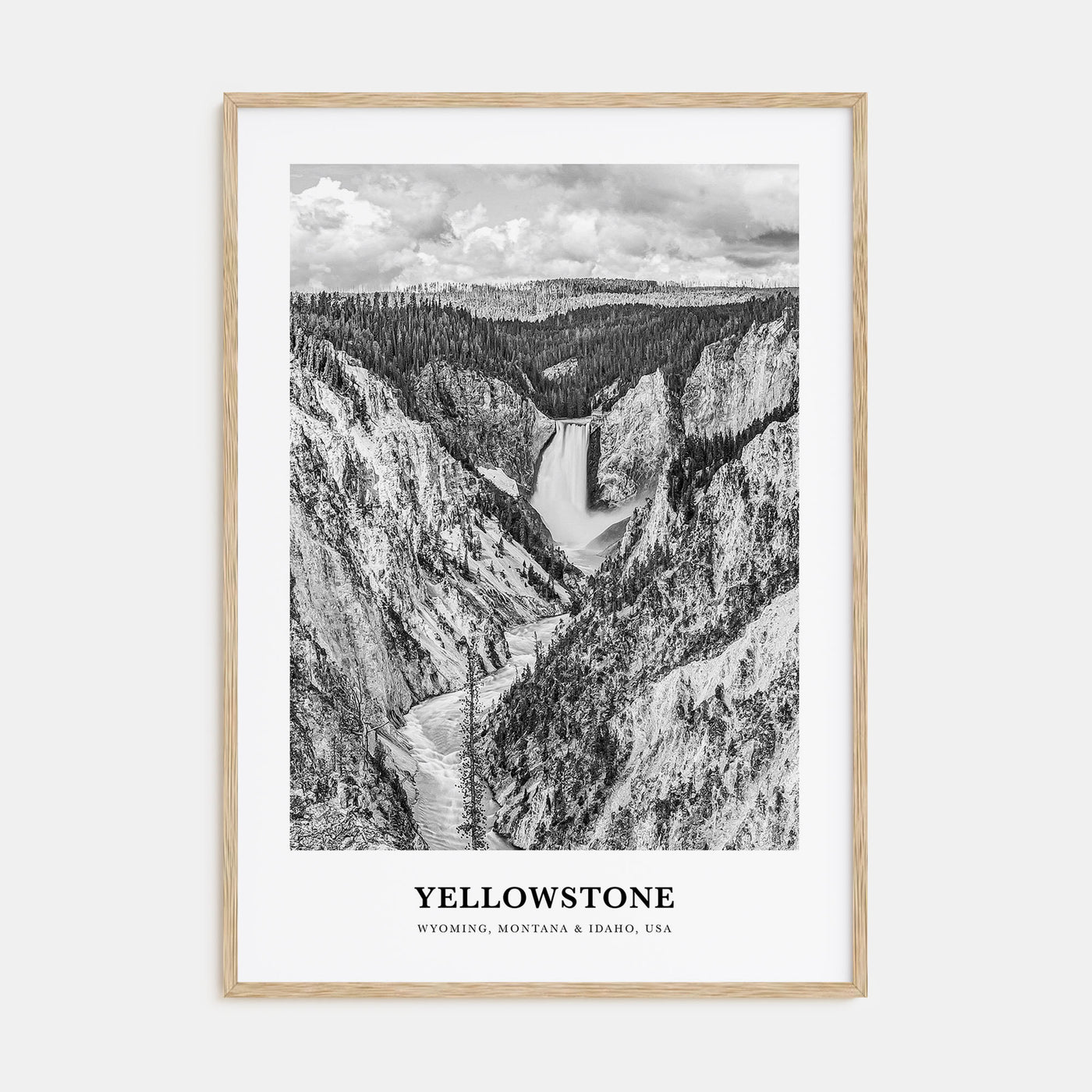 Yellowstone National Park Portrait B&W Poster