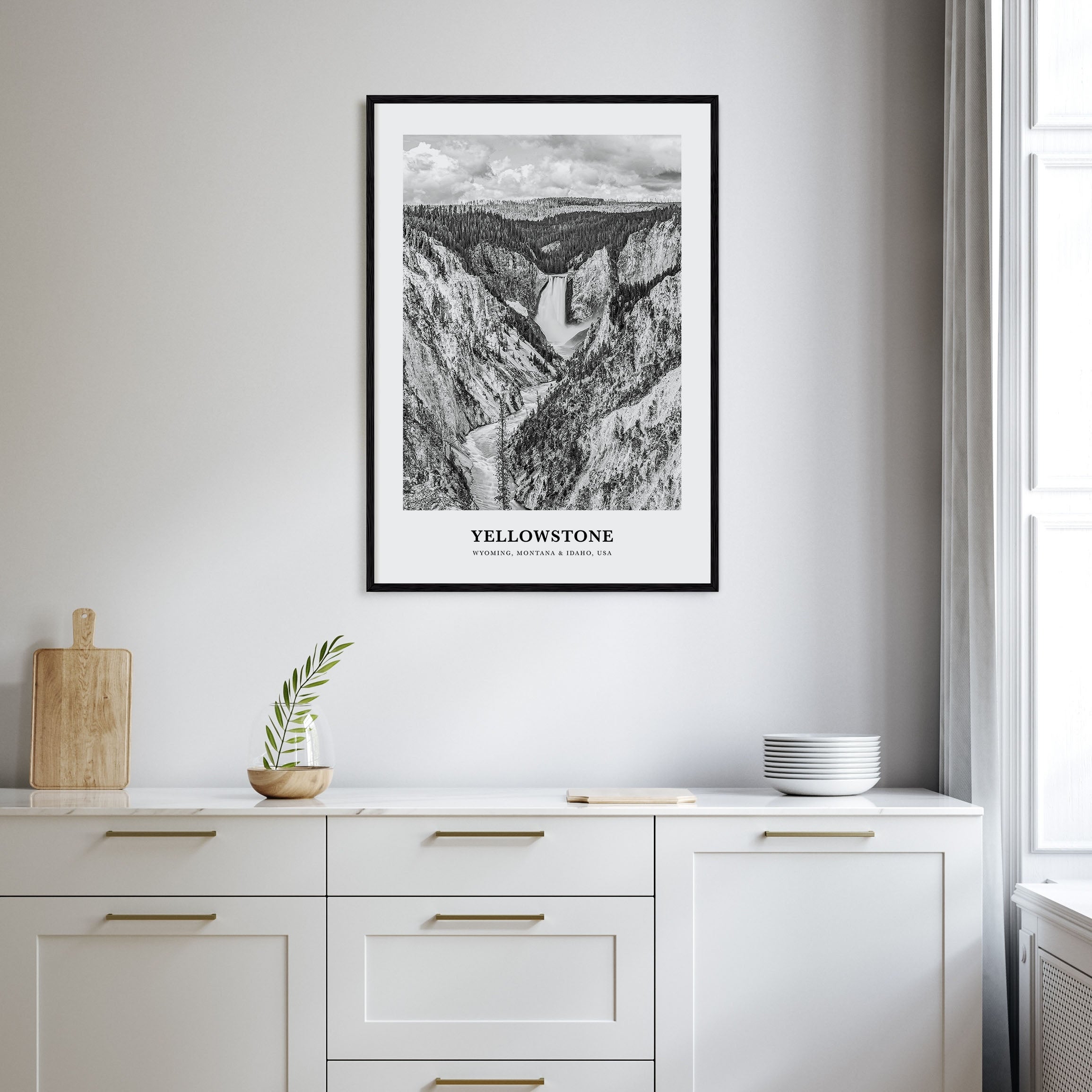 Yellowstone National Park Portrait B&W Poster