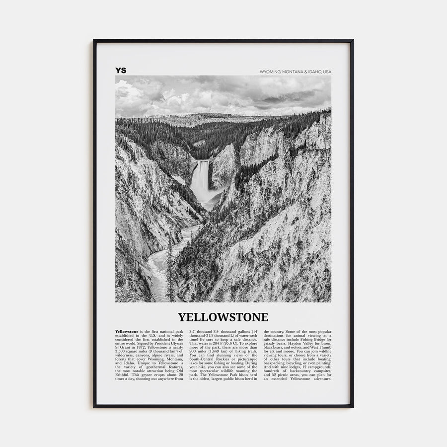 Yellowstone National Park Travel B&W Poster