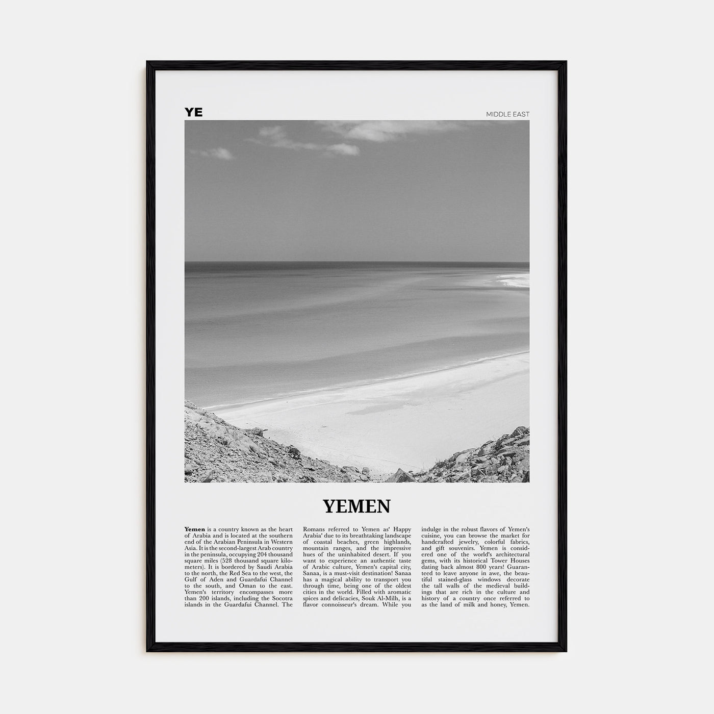 Yemen Travel B&W Poster