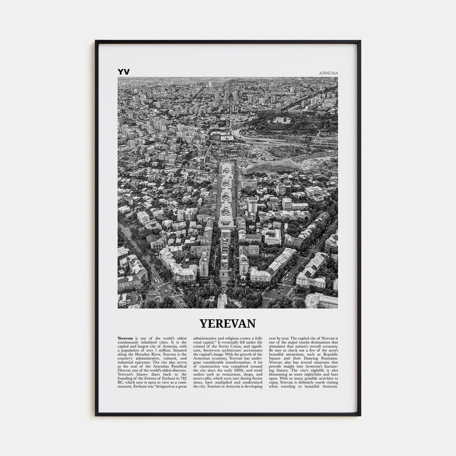 Yerevan Travel B&W Poster