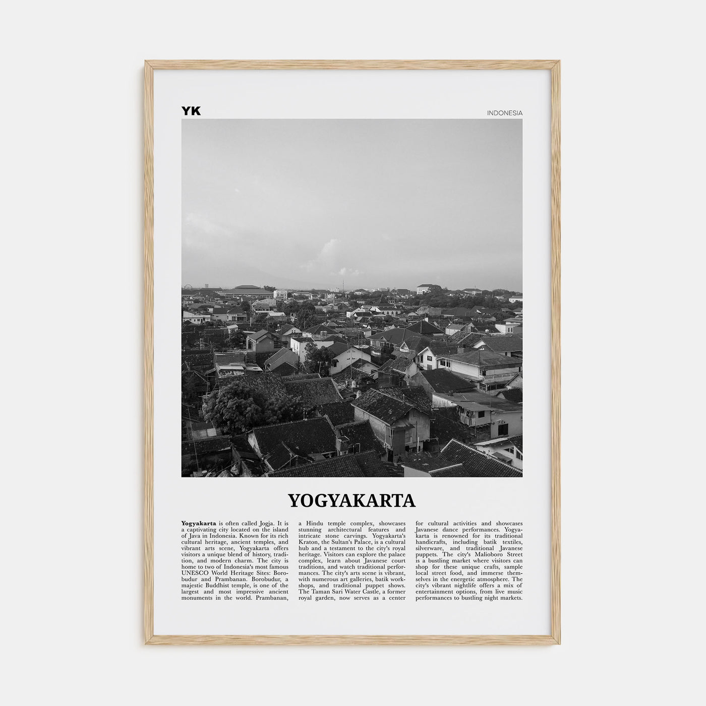 Yogyakarta Travel B&W Poster