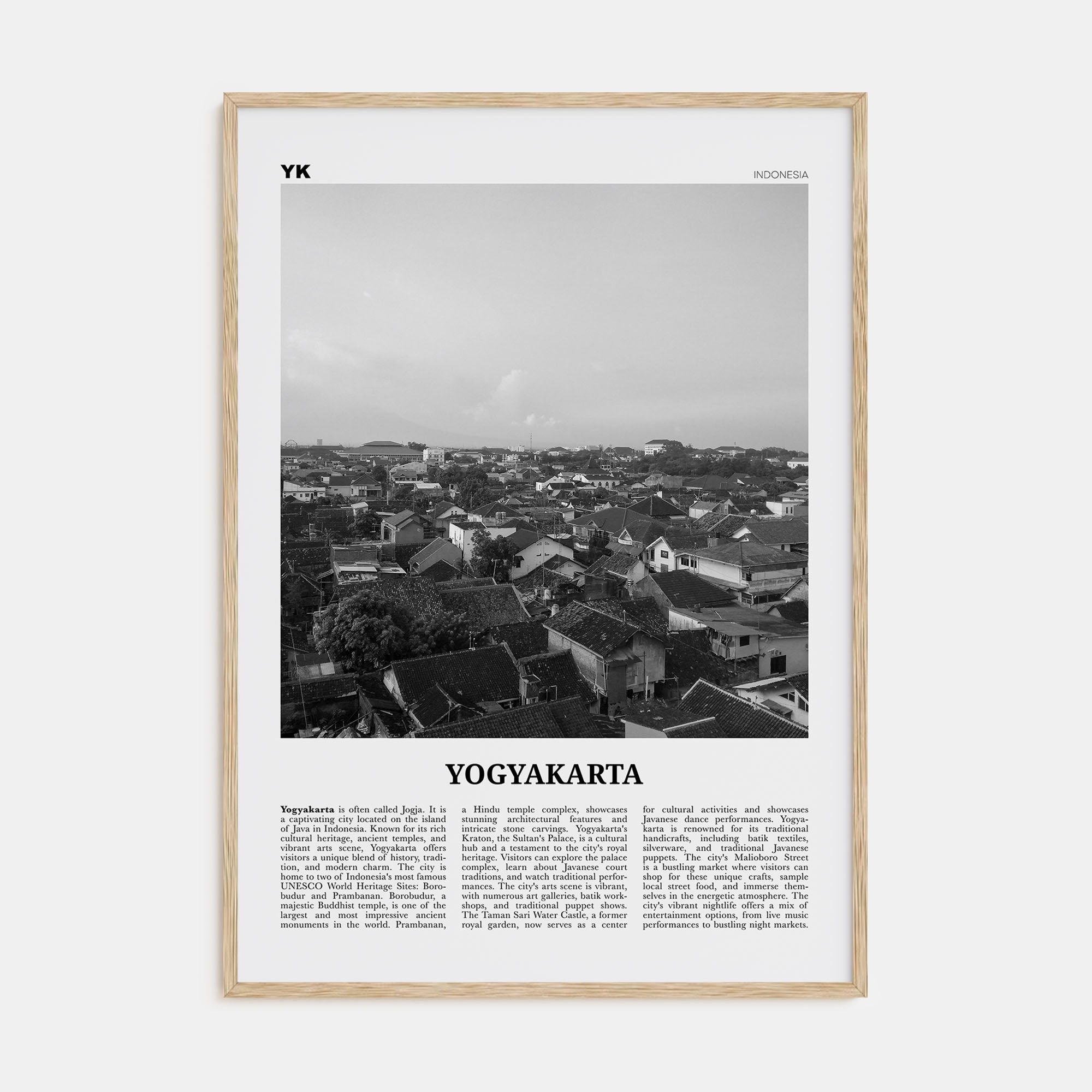 Yogyakarta Travel B&W Poster