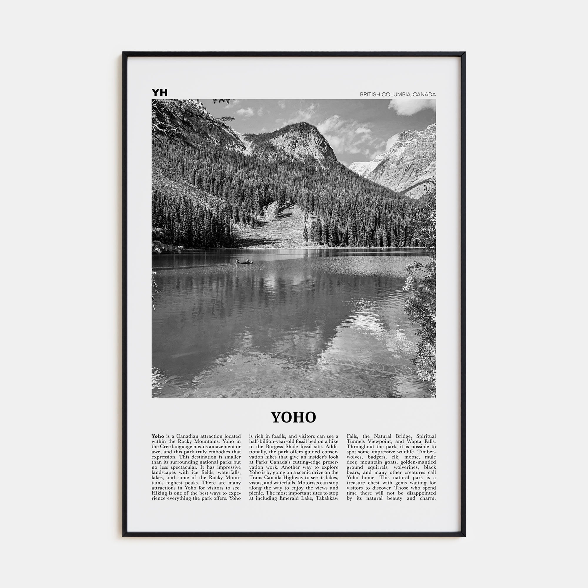 Yoho National Park Travel B&W Poster