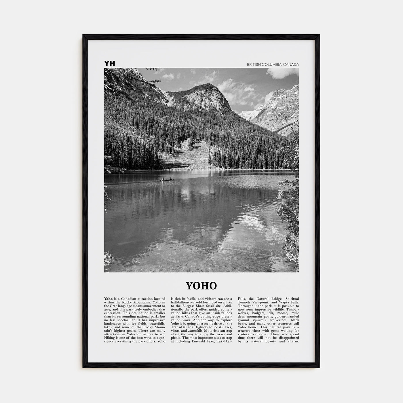 Yoho National Park Travel B&W Poster