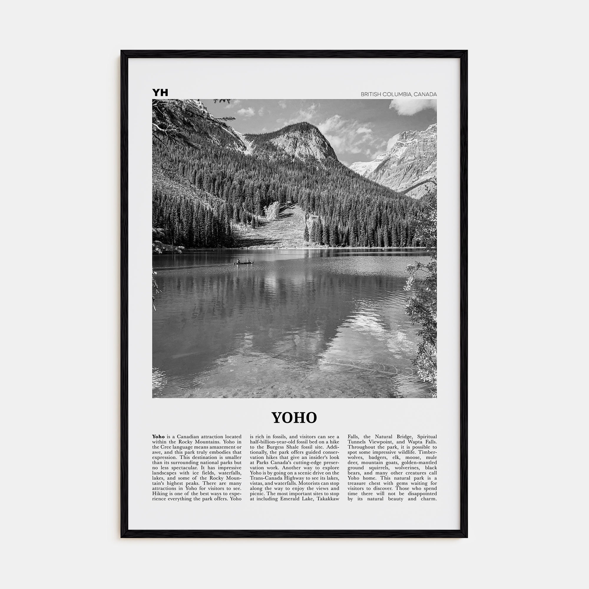 Yoho National Park Travel B&W Poster