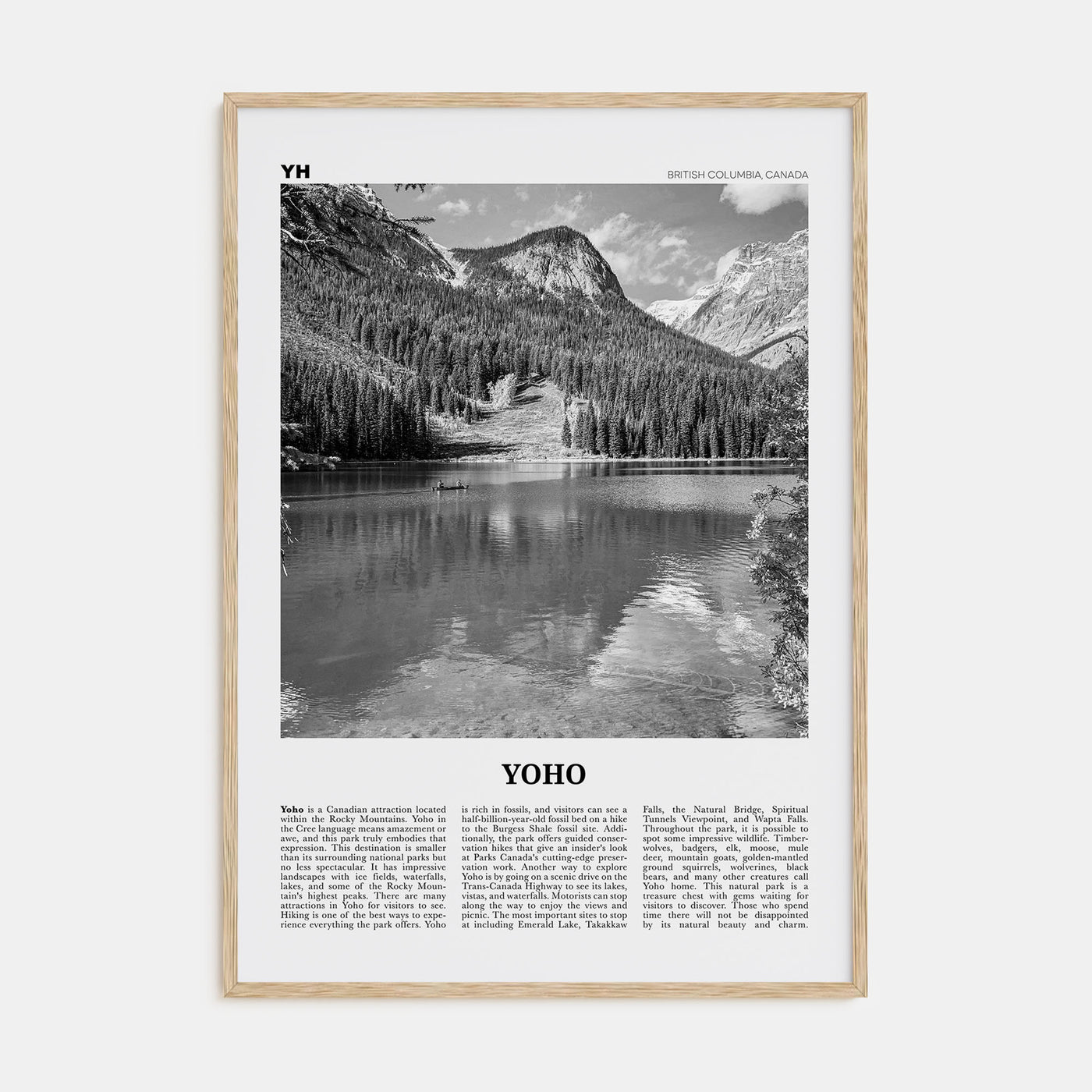Yoho National Park Travel B&W Poster