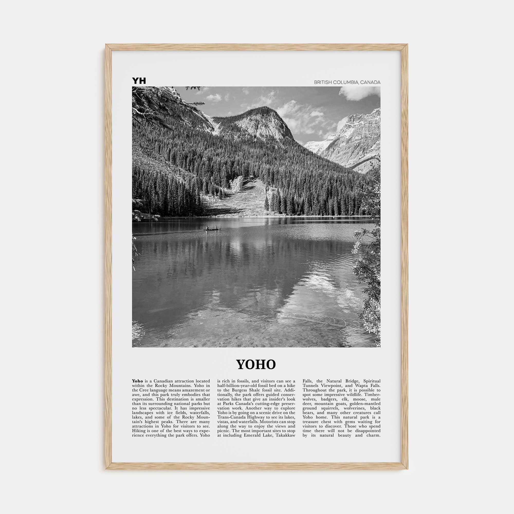 Yoho National Park Travel B&W Poster