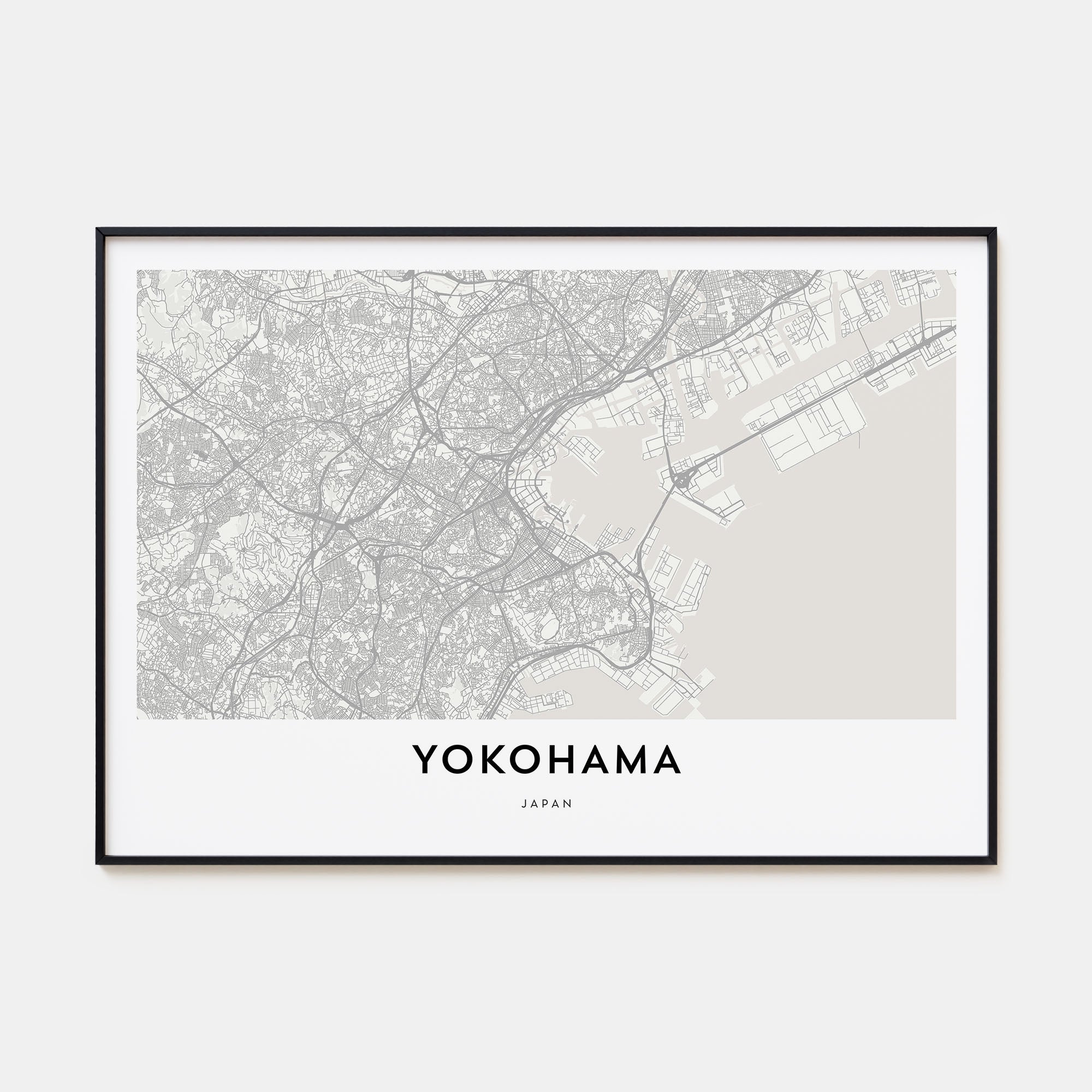 Yokohama Map Landscape Poster