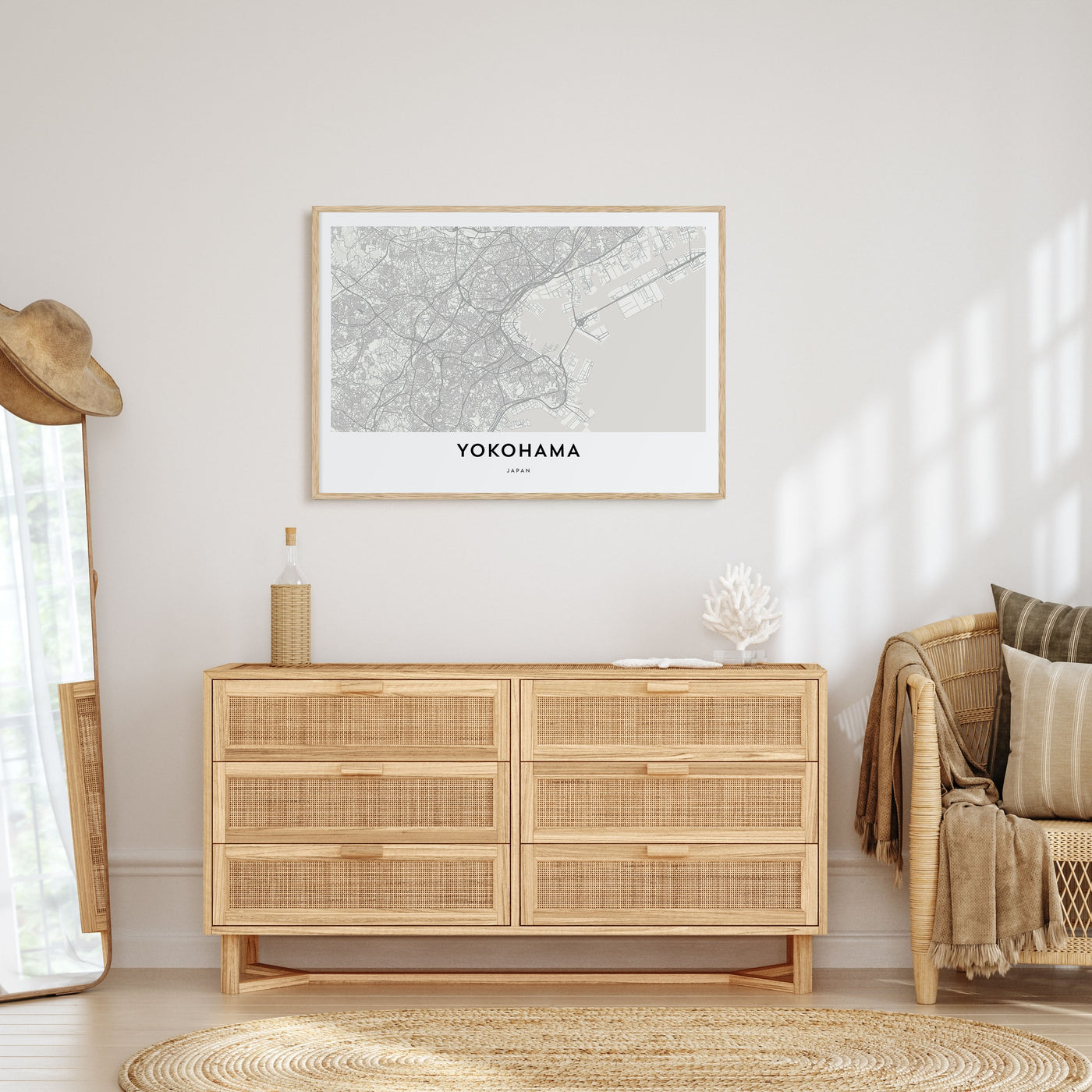 Yokohama Map Landscape Poster