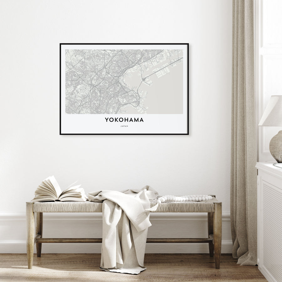 Yokohama Map Landscape Poster