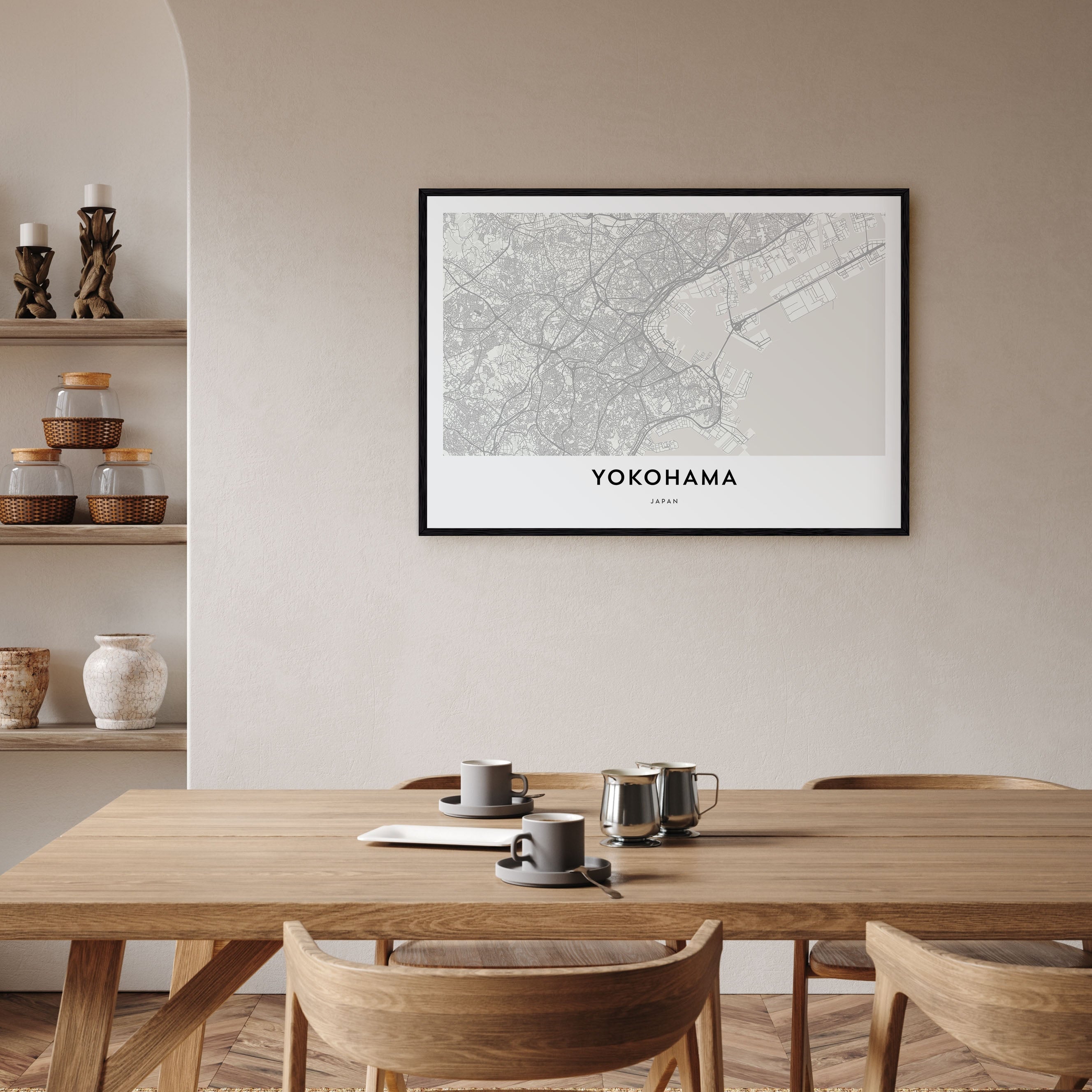 Yokohama Map Landscape Poster